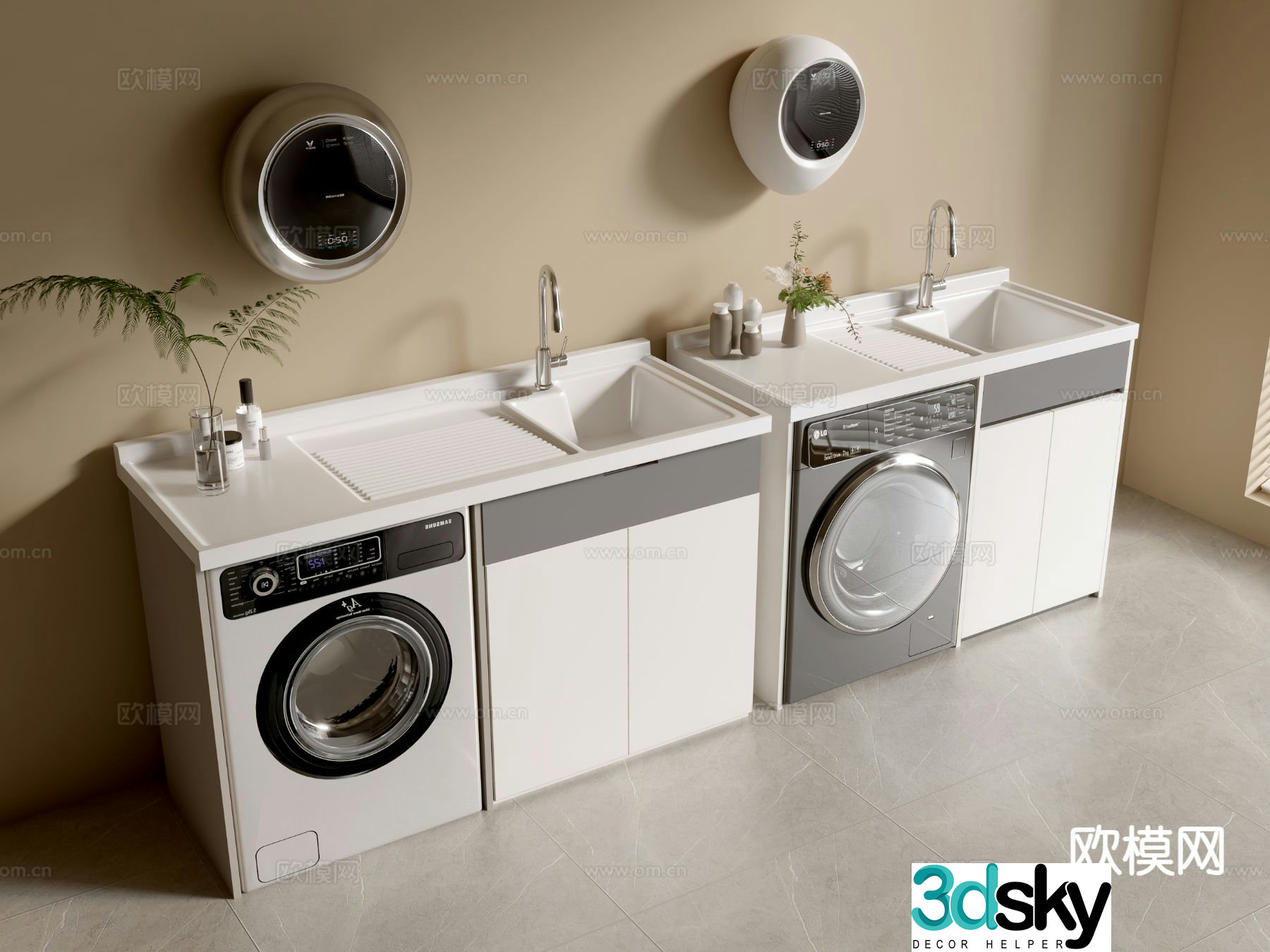 ins minimalist style cabinet integral cabinet washing machine cabinet balcony cabinet 3d model