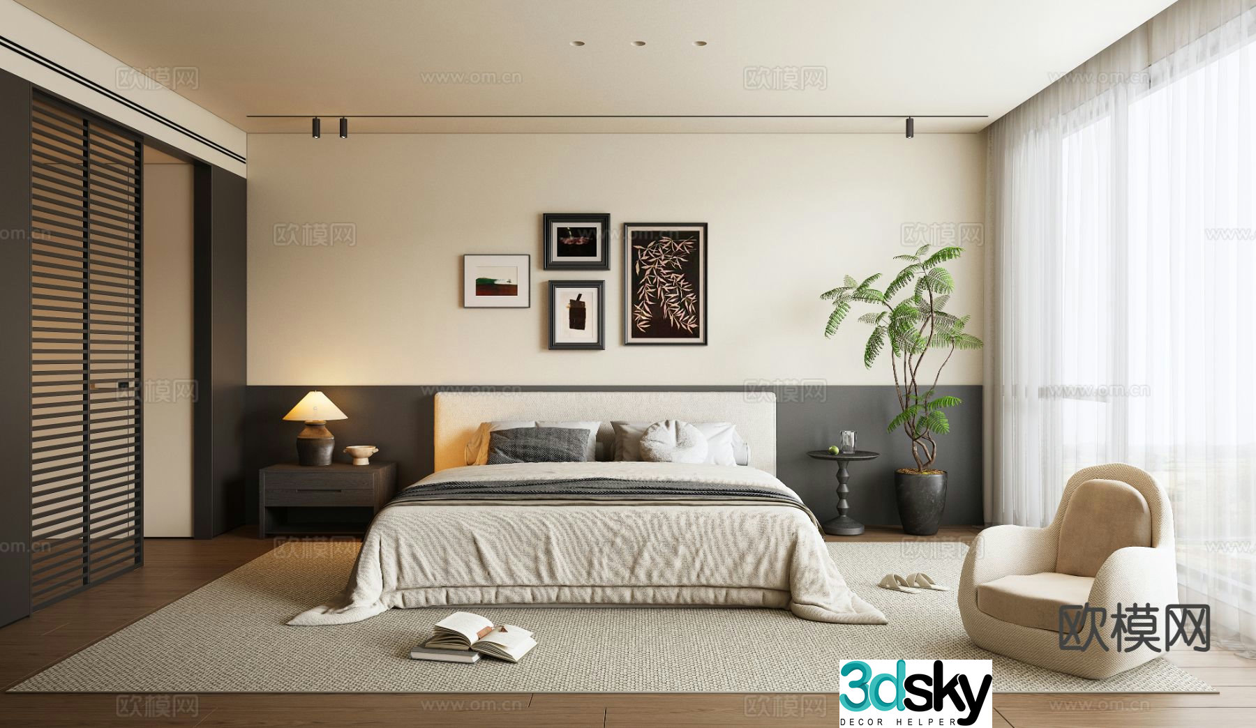 Medieval style bedroom master bedroom 3d model
