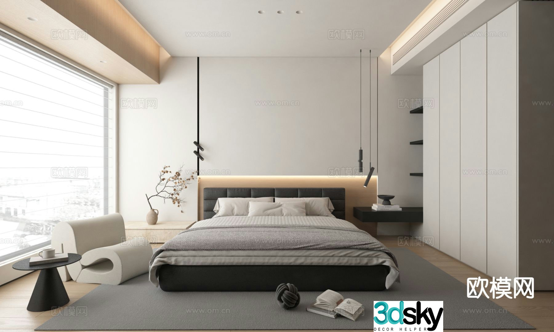 Modern bedroom master bedroom 3d model