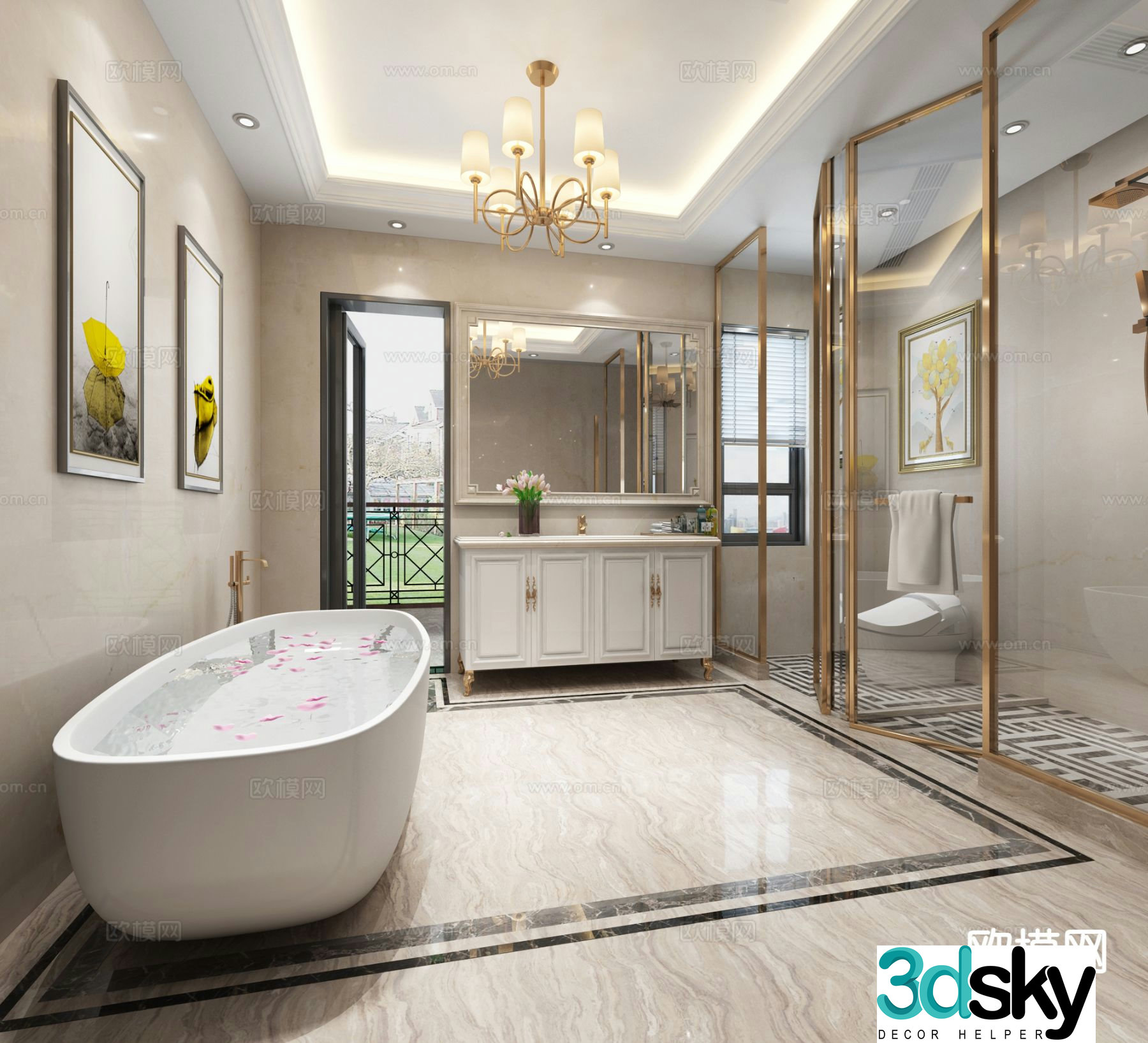 Simple European bathroom bathroom toilet 3d model