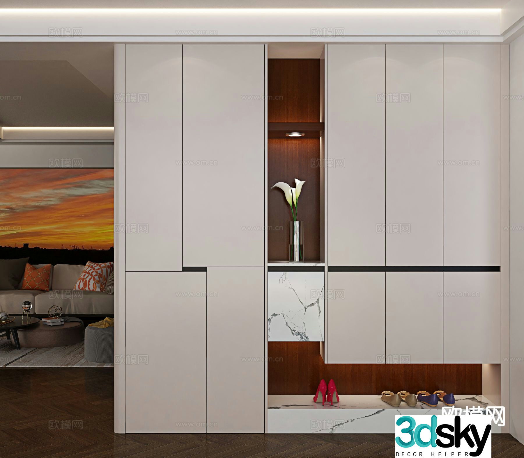 Modern shoe cabinet customized entrance cabinet 3D model