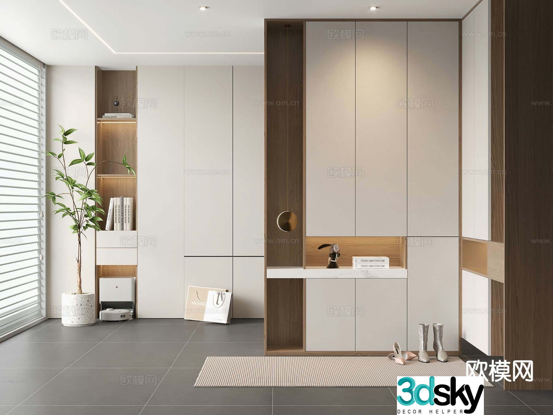 Modern entrance shoe cabinet L-shaped shoe cabinet corner shoe cabinet partition shoe cabinet 3D model