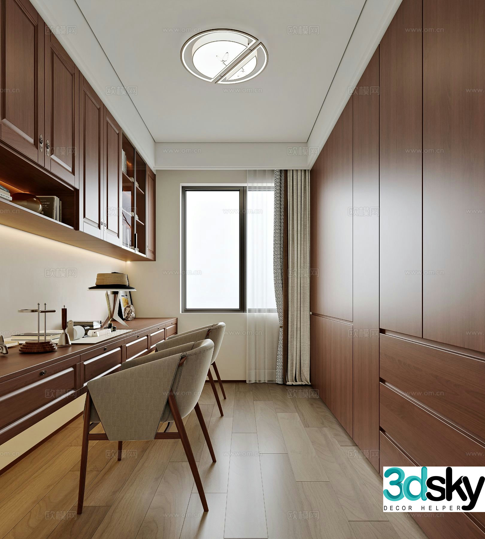Chinese style double study 3D model