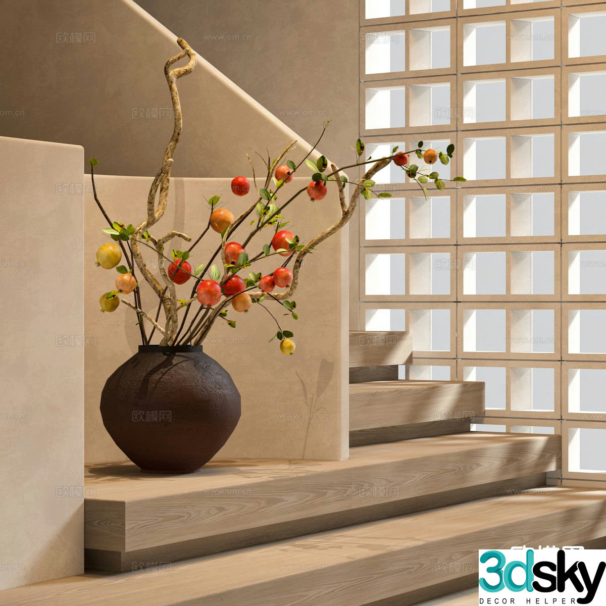 wabi-sabi flowers zen vase ceramic vase 3d model