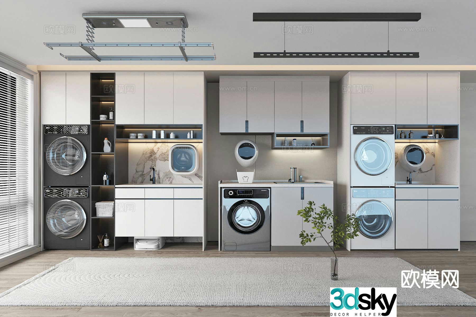 Modern balcony cabinet washing machine cabinet 3d model