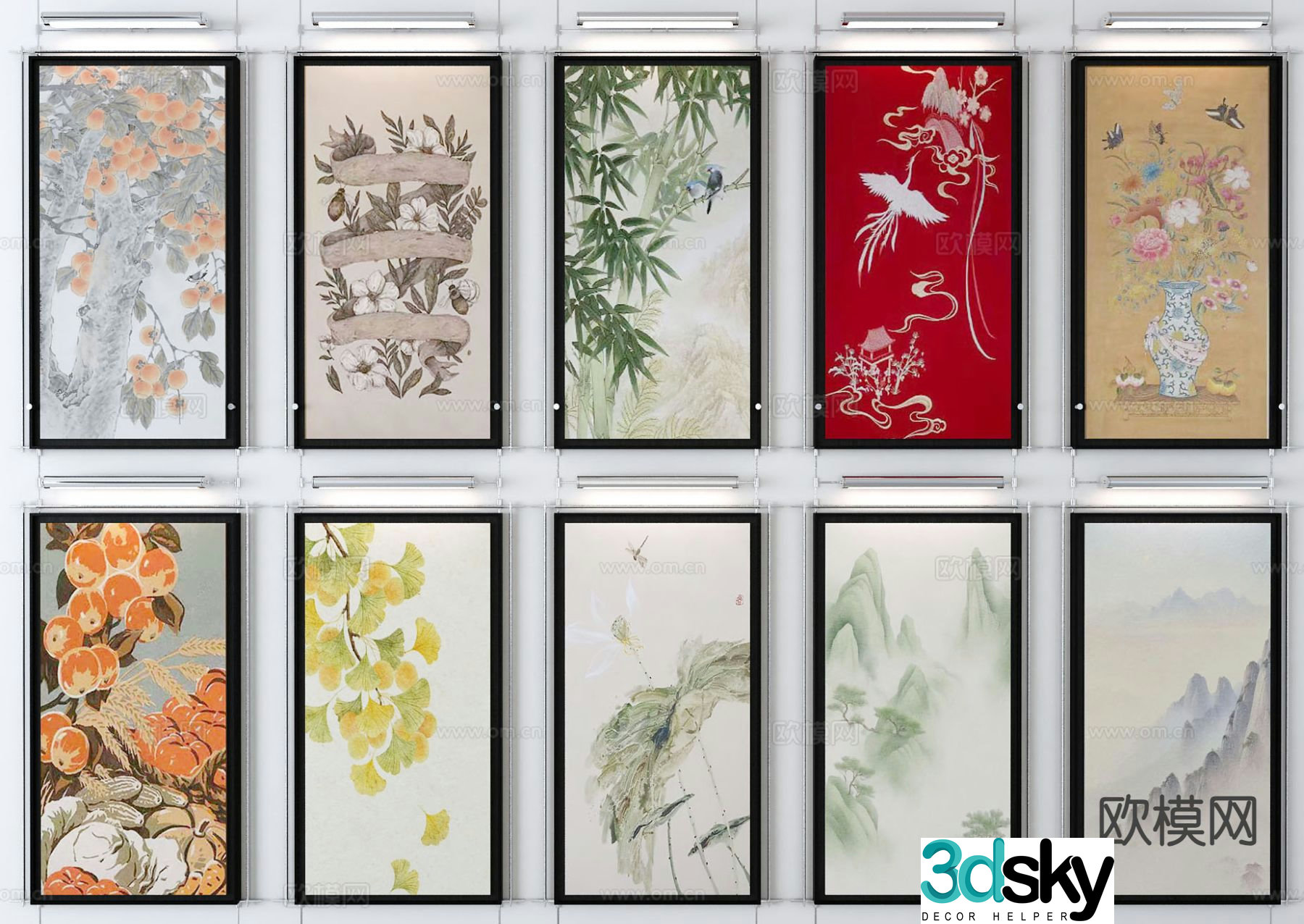 New Chinese-style art painting ink painting decorative painting 3D model