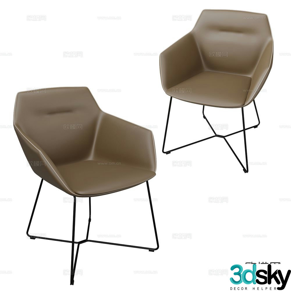 Brunner Italian chair leather chair dining chair 3d model