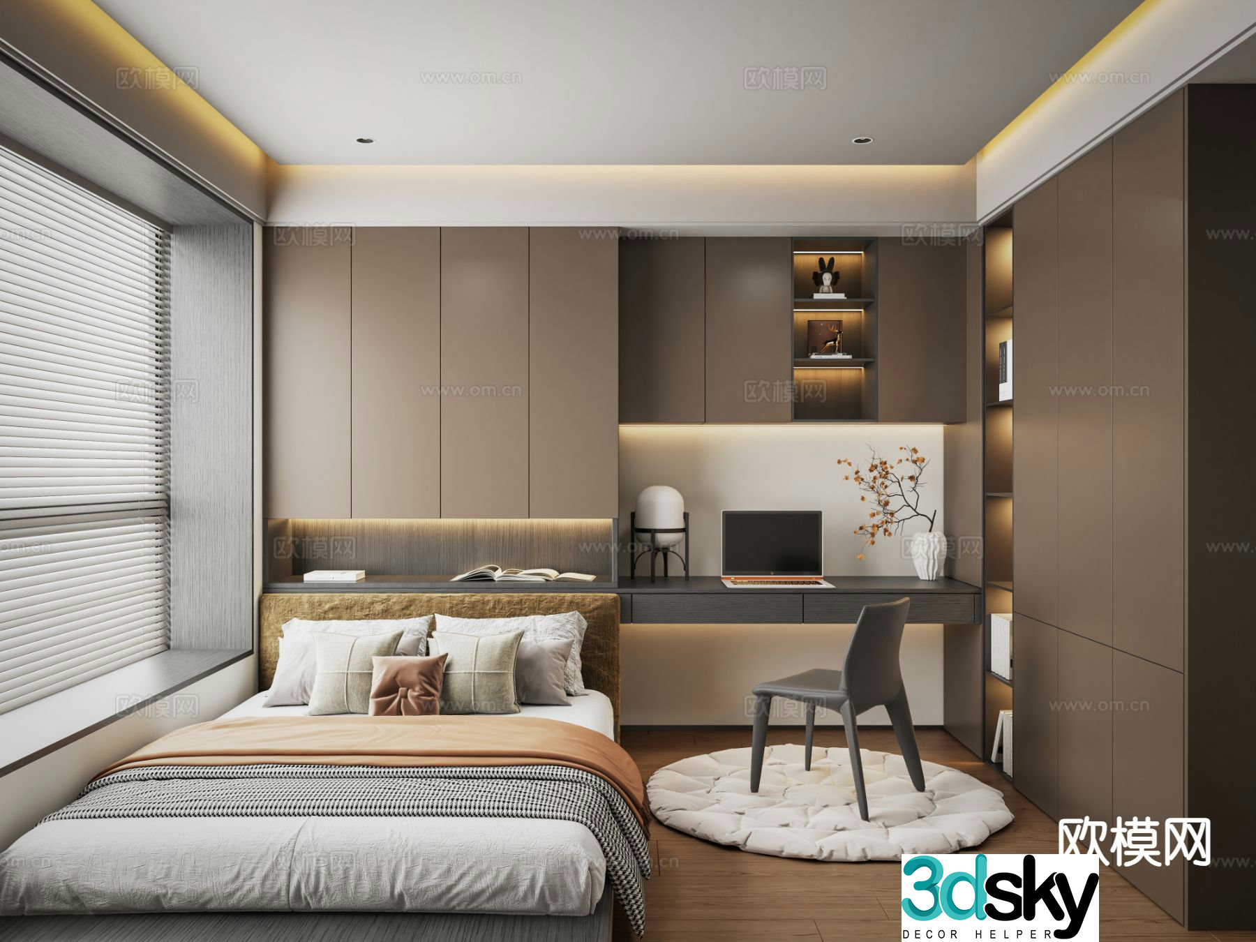 Italian tatami bedroom 3d model
