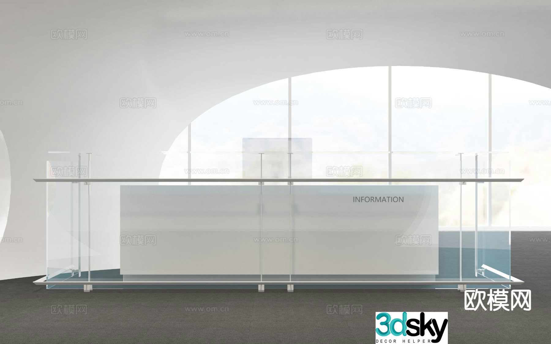 Modern acrylic front desk service desk reception desk 3d model
