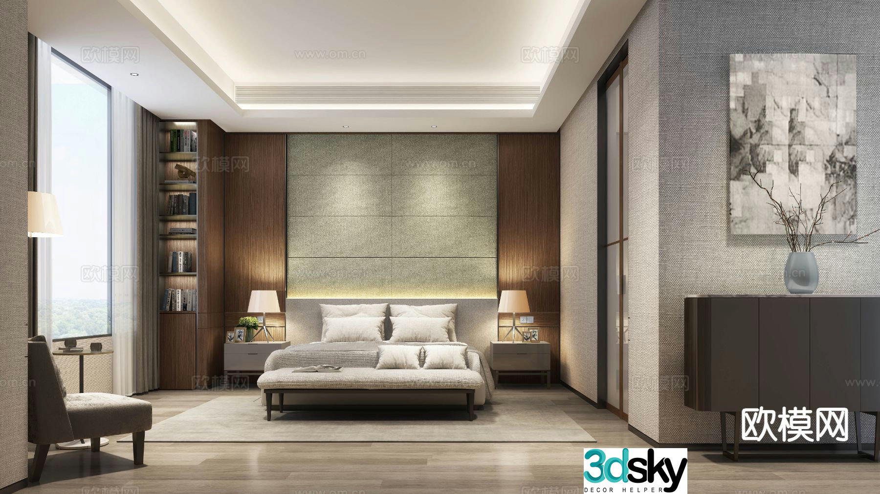 Modern bedroom master bedroom 3d model