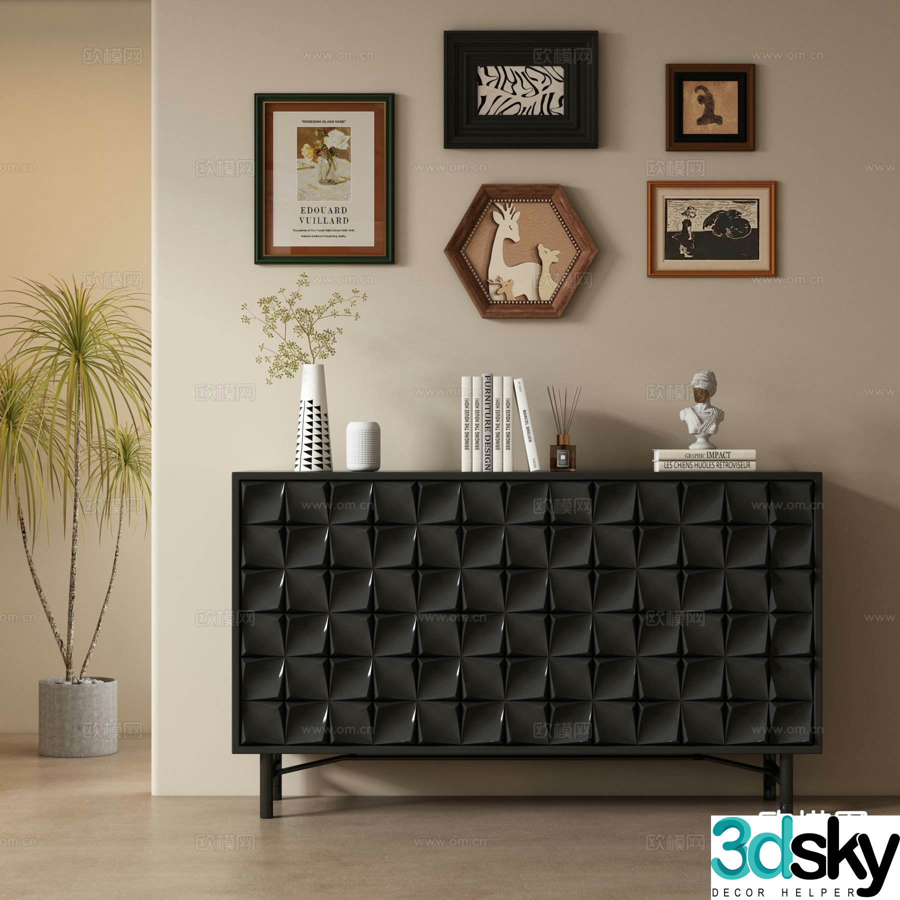 Medieval style entrance cabinet sideboard sideboard 3D model