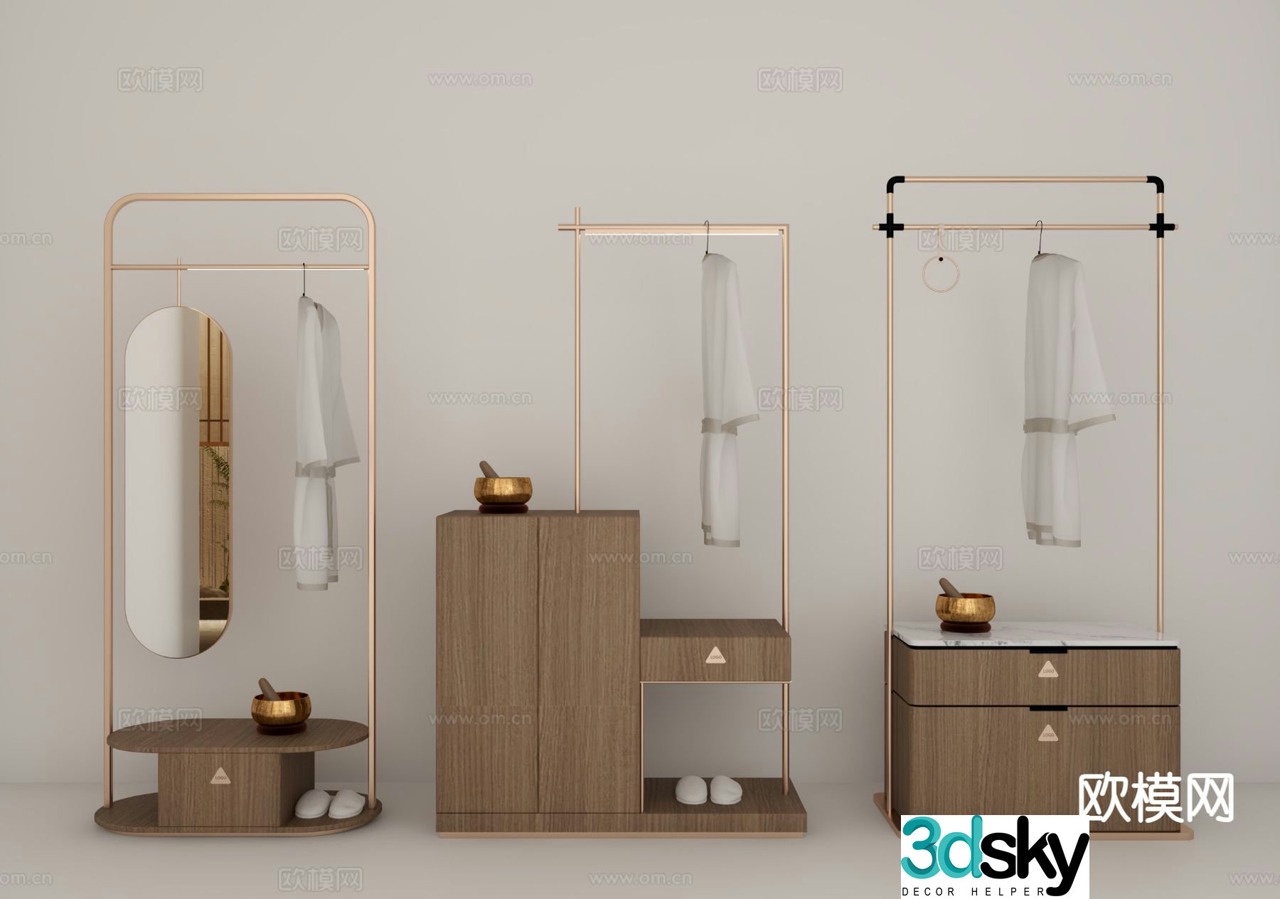 Beauty salon guest robe cabinet hanging wardrobe 3d model