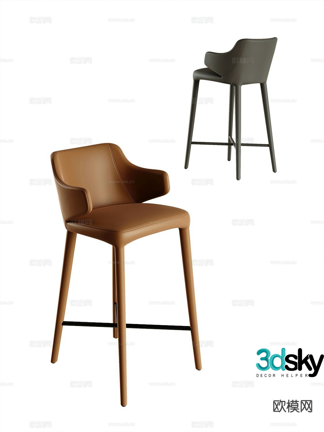 Modern bar stool bar stool high stool 3d model