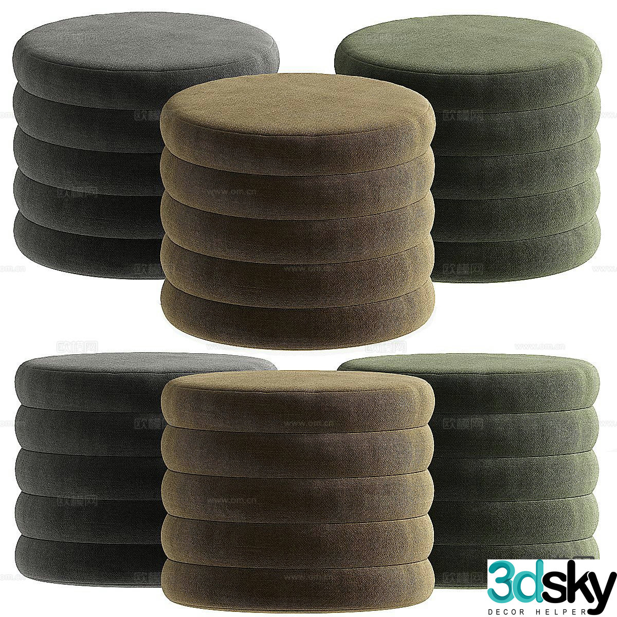 Shoe Changing Stool Sofa Stool Round Stool Stool 3D Model