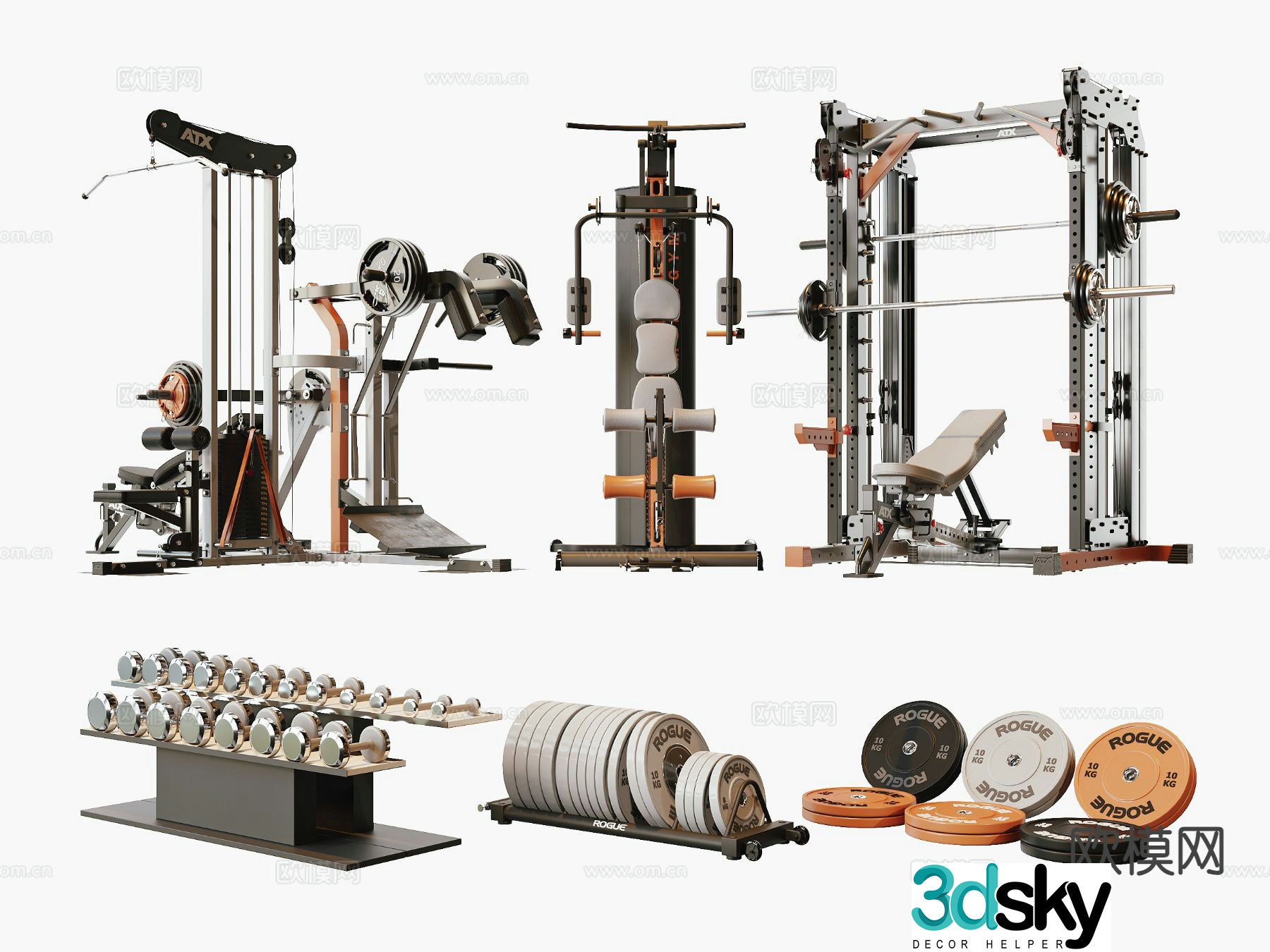 Modern fitness equipment 3d model