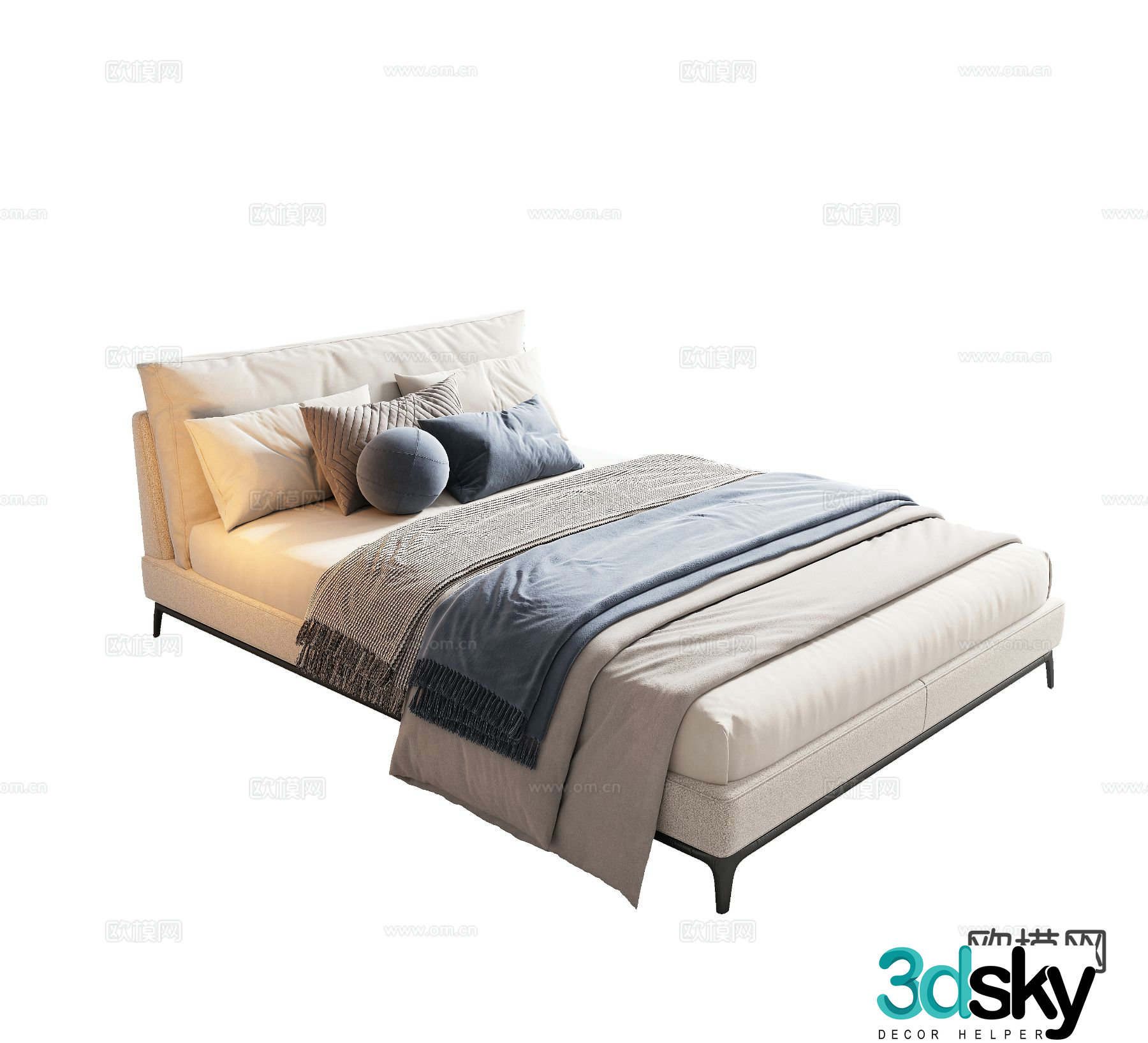 Modern double bed 3d model