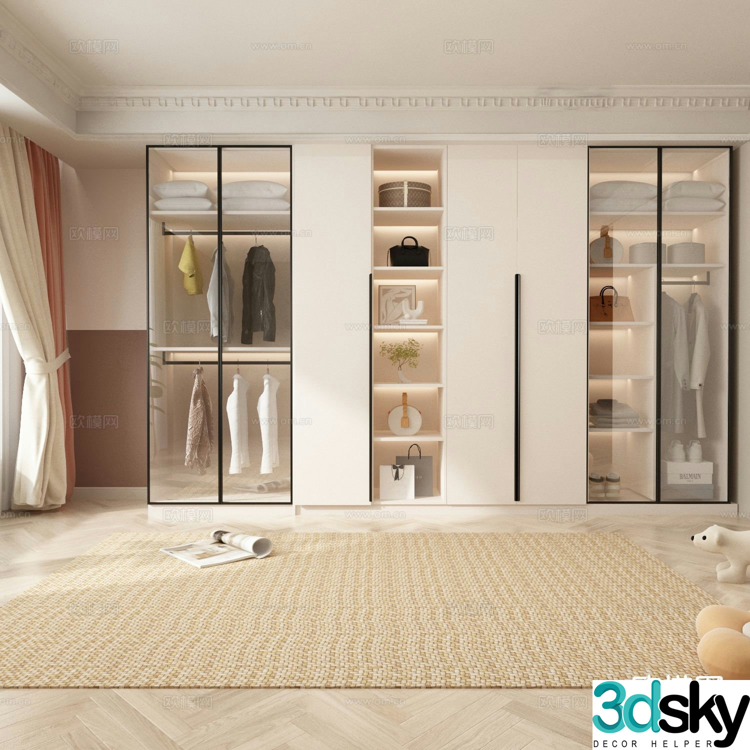 Cream style wardrobe wardrobe 3d model