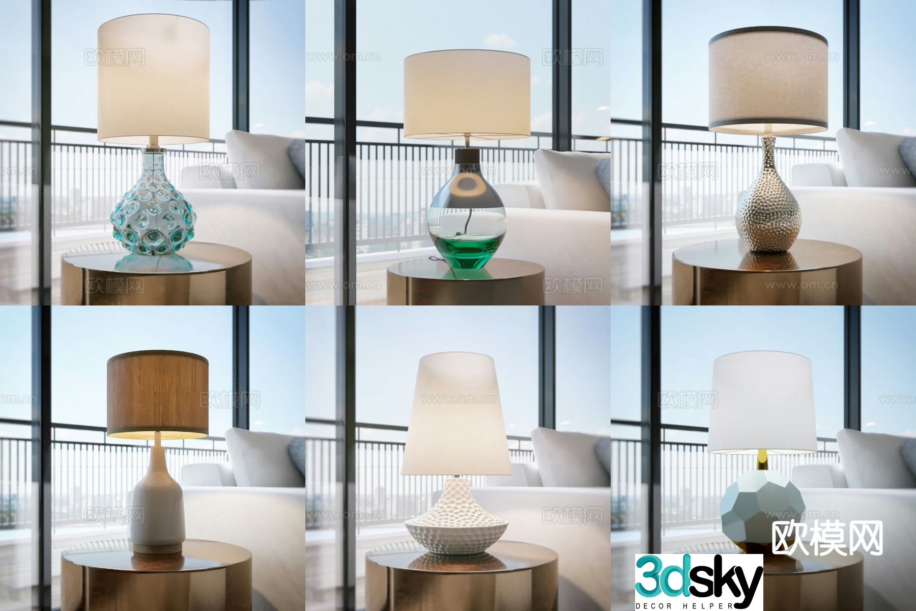 Nordic table lamp glass table lamp 3d model