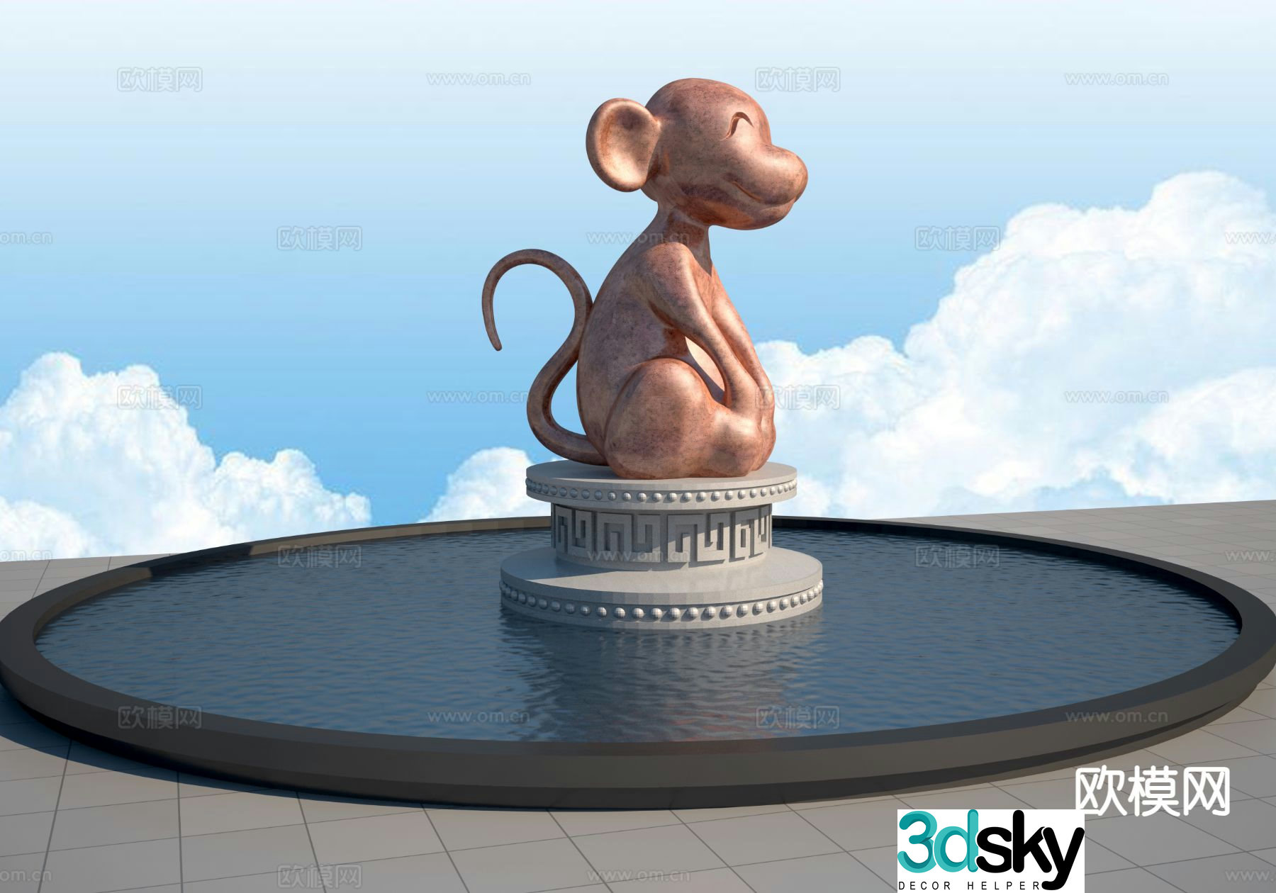 zodiac monkey sculpture 3d model