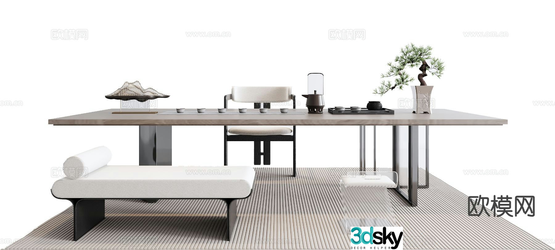 New Chinese style tea table tea table 3d model