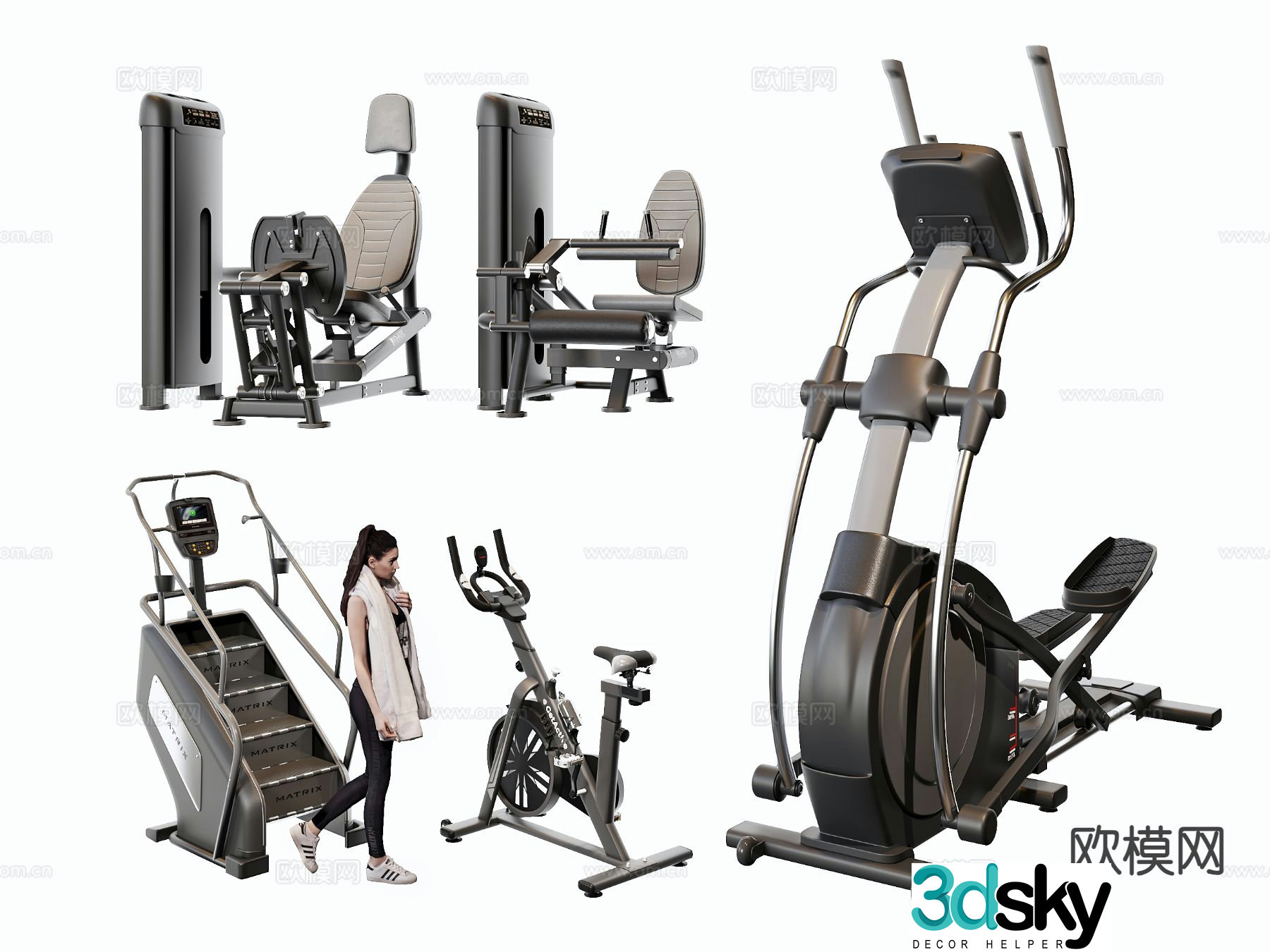 Modern fitness equipment 3d model