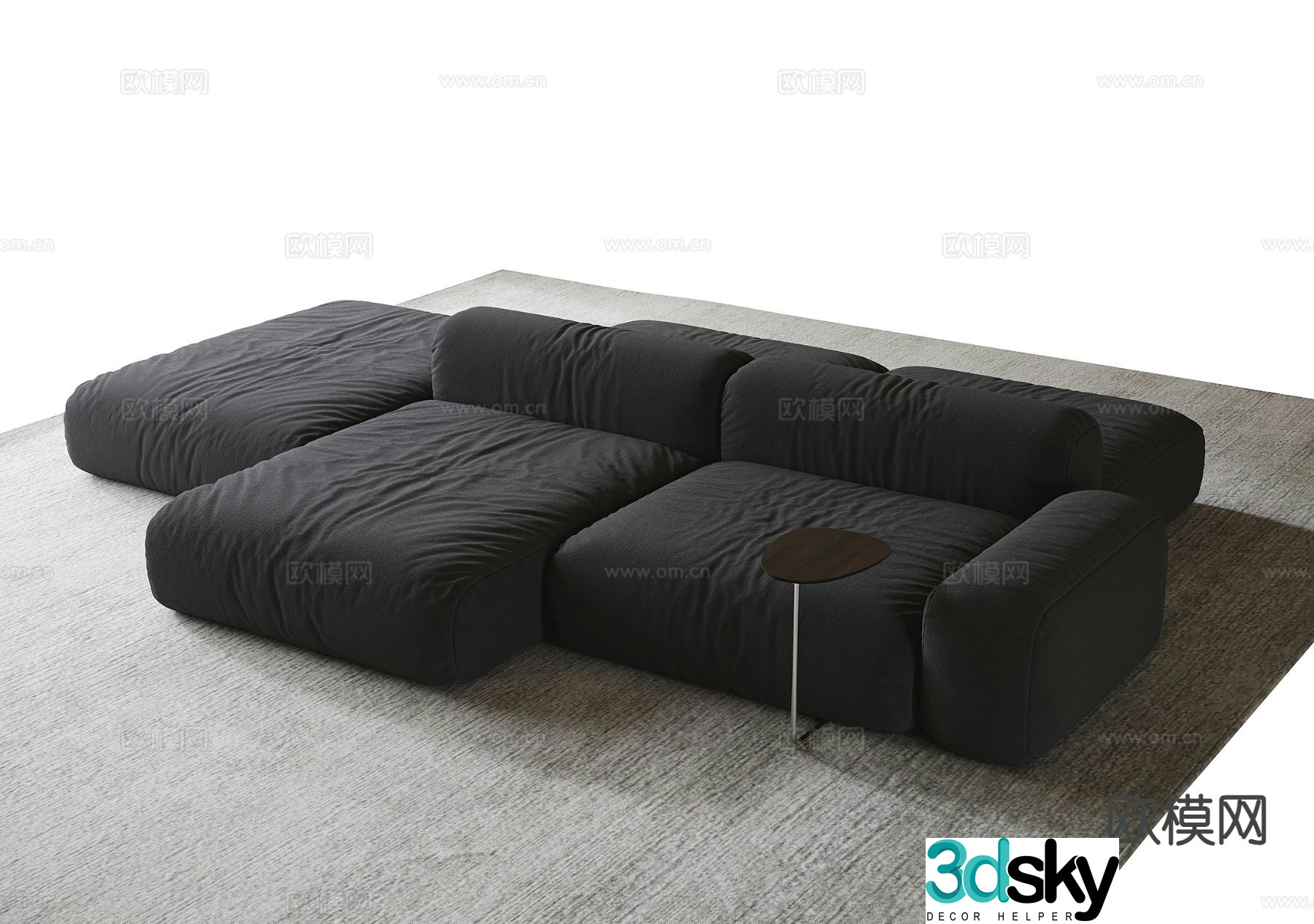 Modern double-sided sofa multi-person sofa fabric sofa 3D model