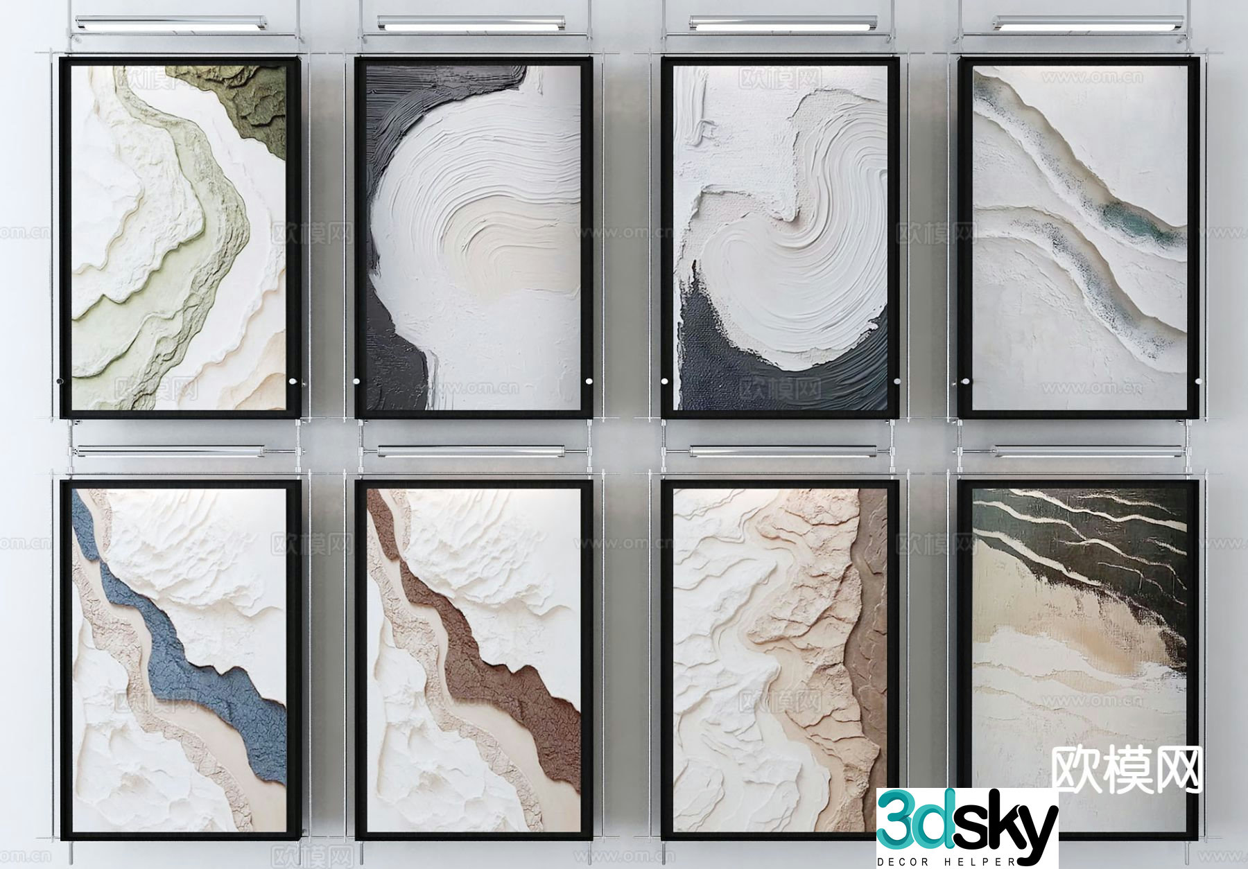 Modern art painting texture painting decorative painting 3d model