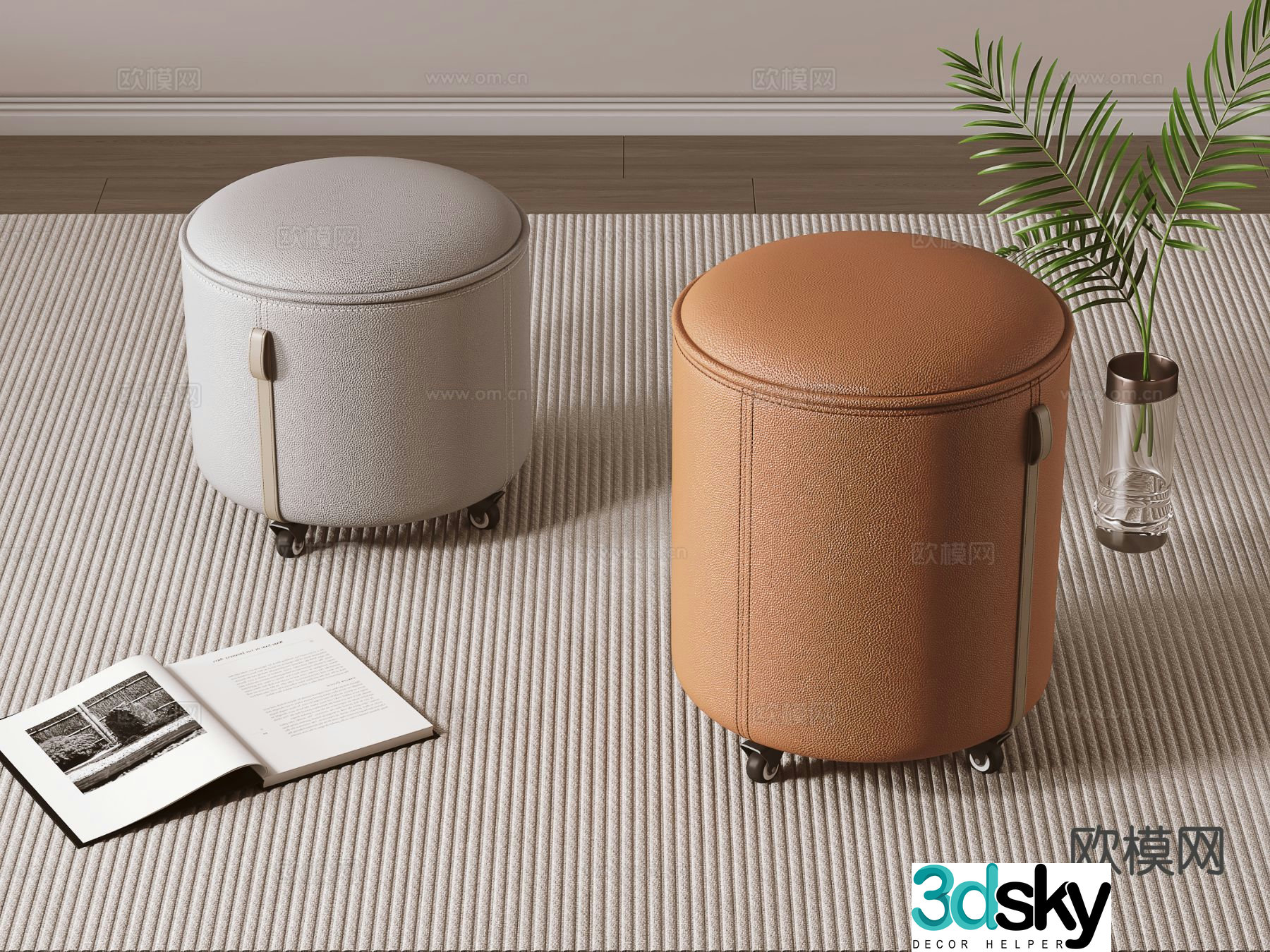 Modern sofa stool round stool low stool stool 3d model