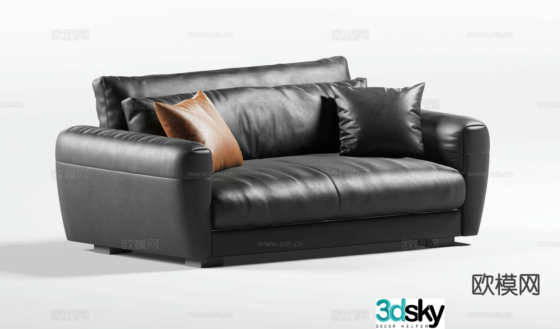Italian double sofa leather sofa 3d model