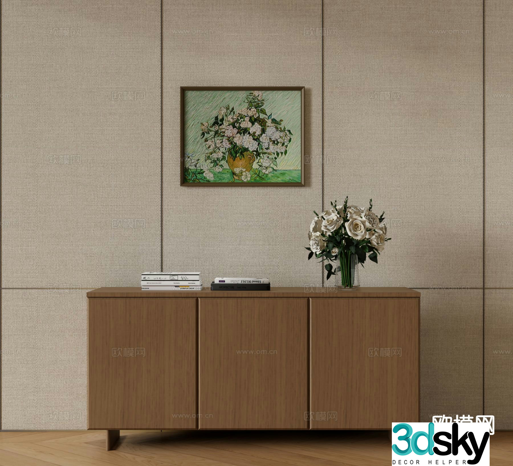 Medieval style side cabinet and entrance cabinet 3D model