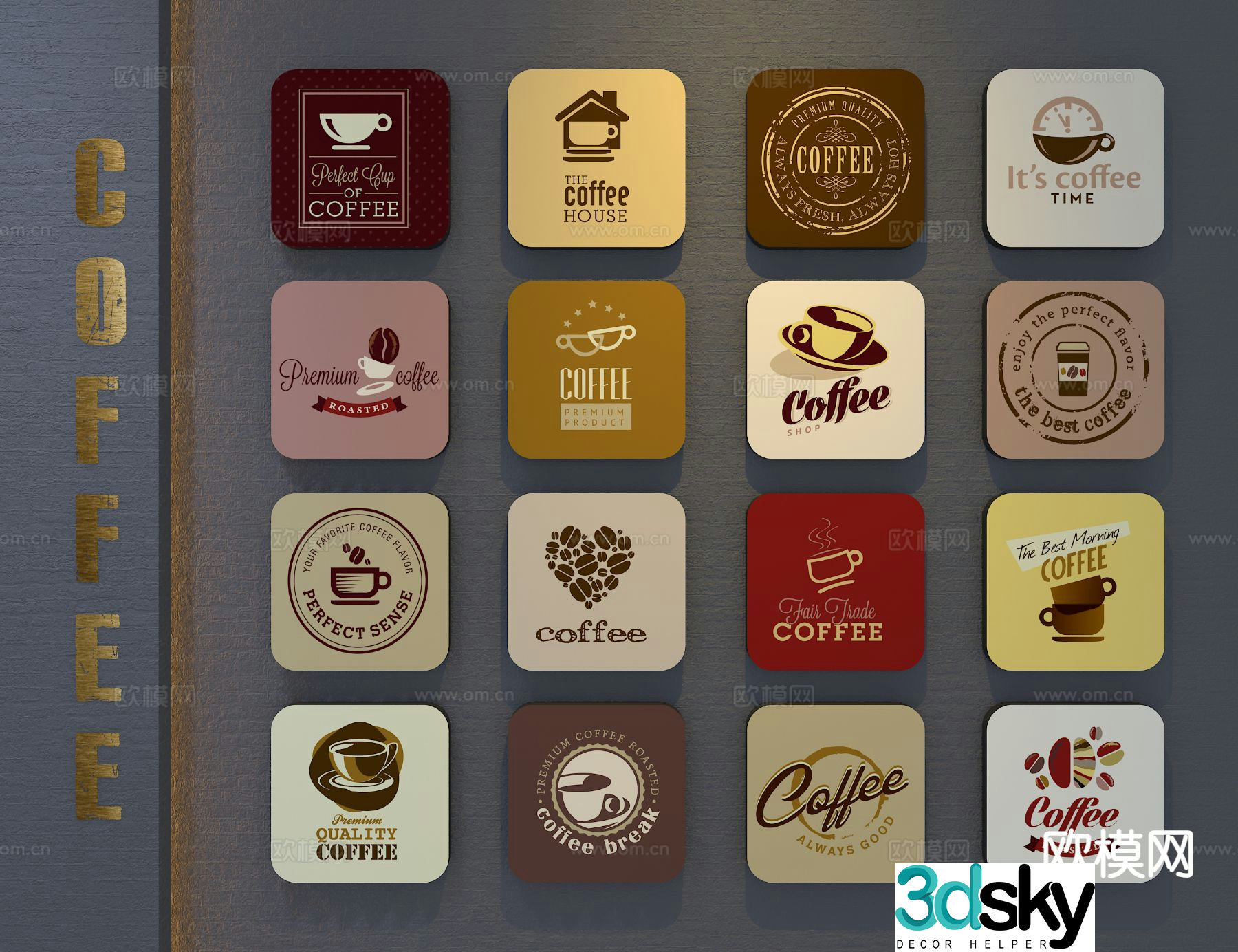 Coffee culture wall signage house number 3D model
