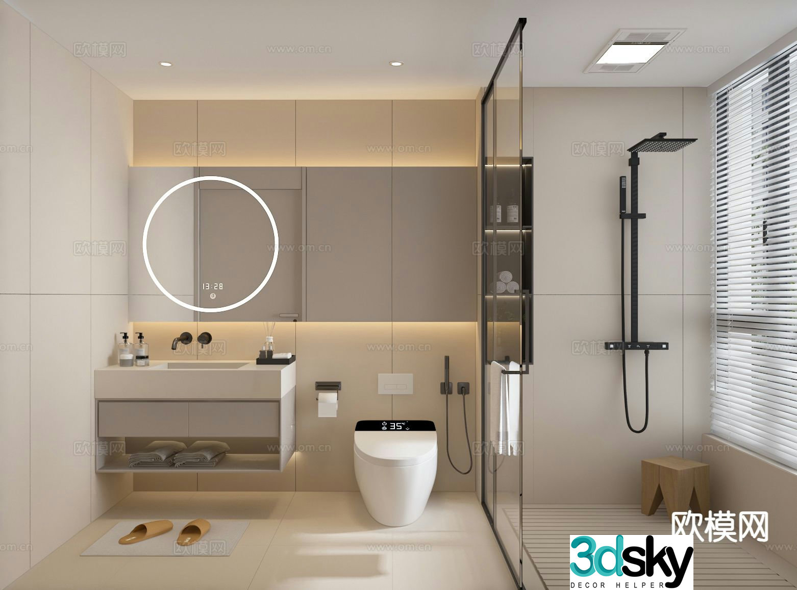 Modern bathroom wet and dry separated bathroom bathroom 3d model