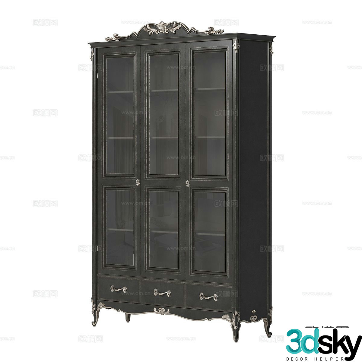 American bookcase display cabinet 3d model
