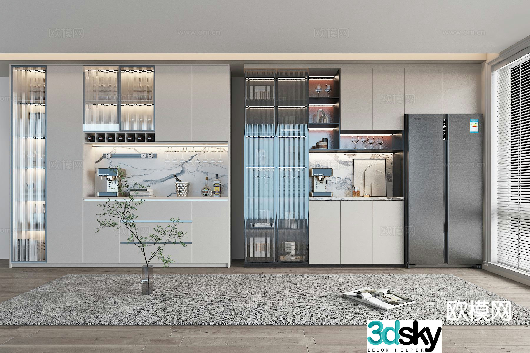 Modern sideboard wine cabinet restaurant cabinet 3d model