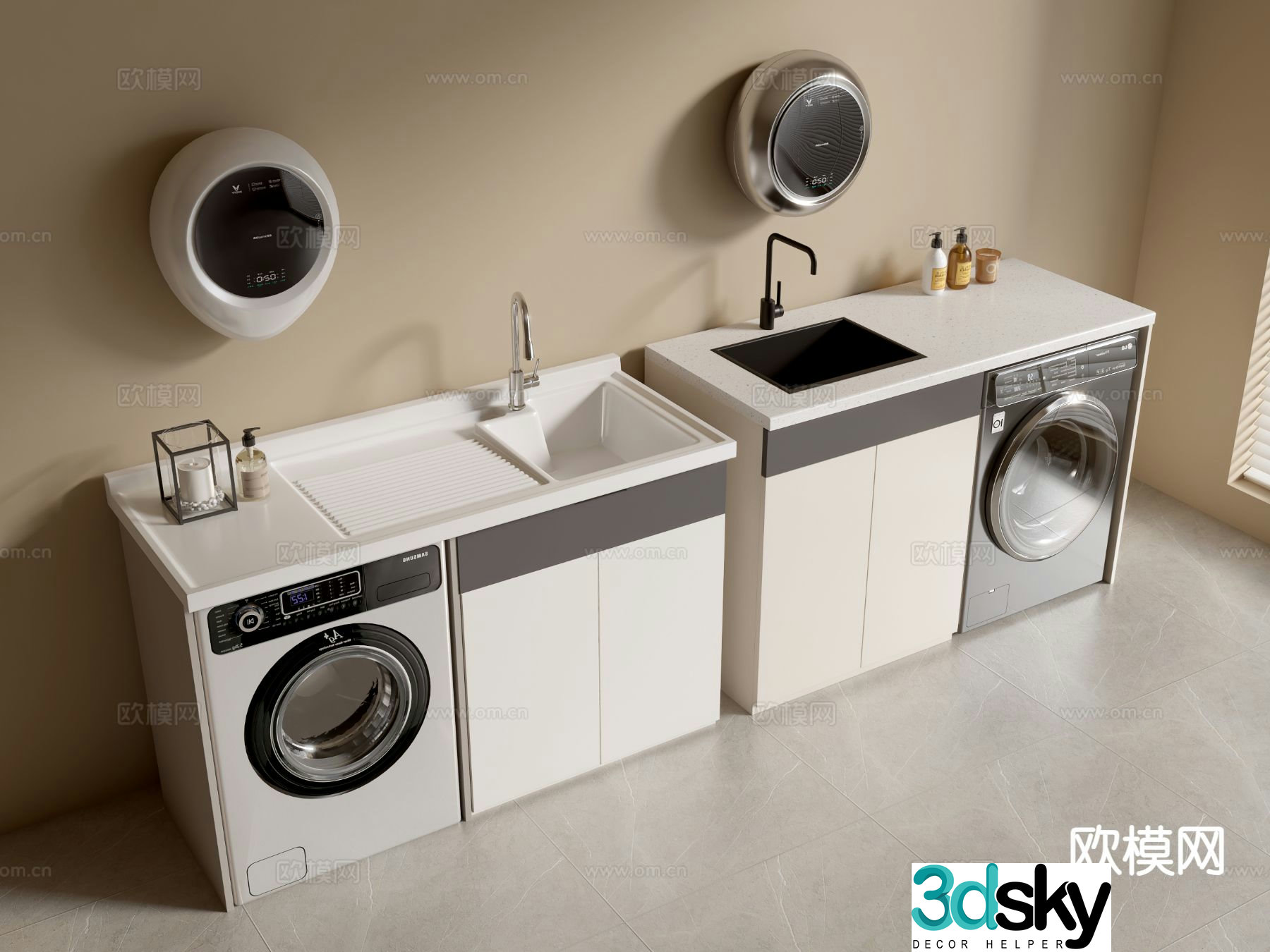 ins minimalist style cabinet integral cabinet washing machine cabinet balcony cabinet 3d model