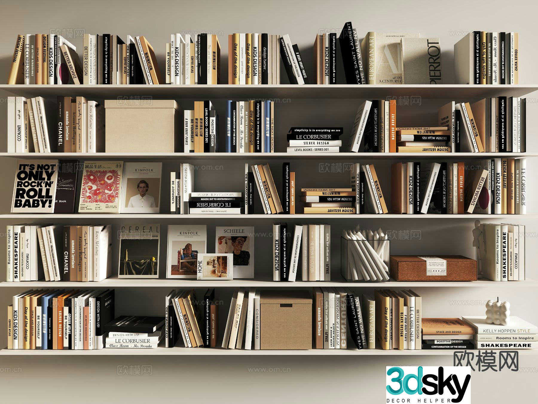books magazine books pile english book 3d model