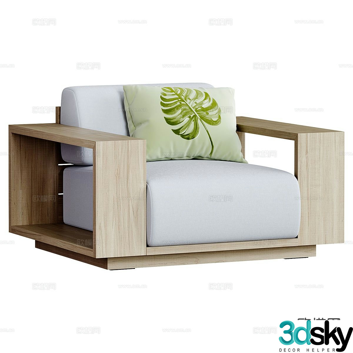 Log style single sofa outdoor sofa 3d model