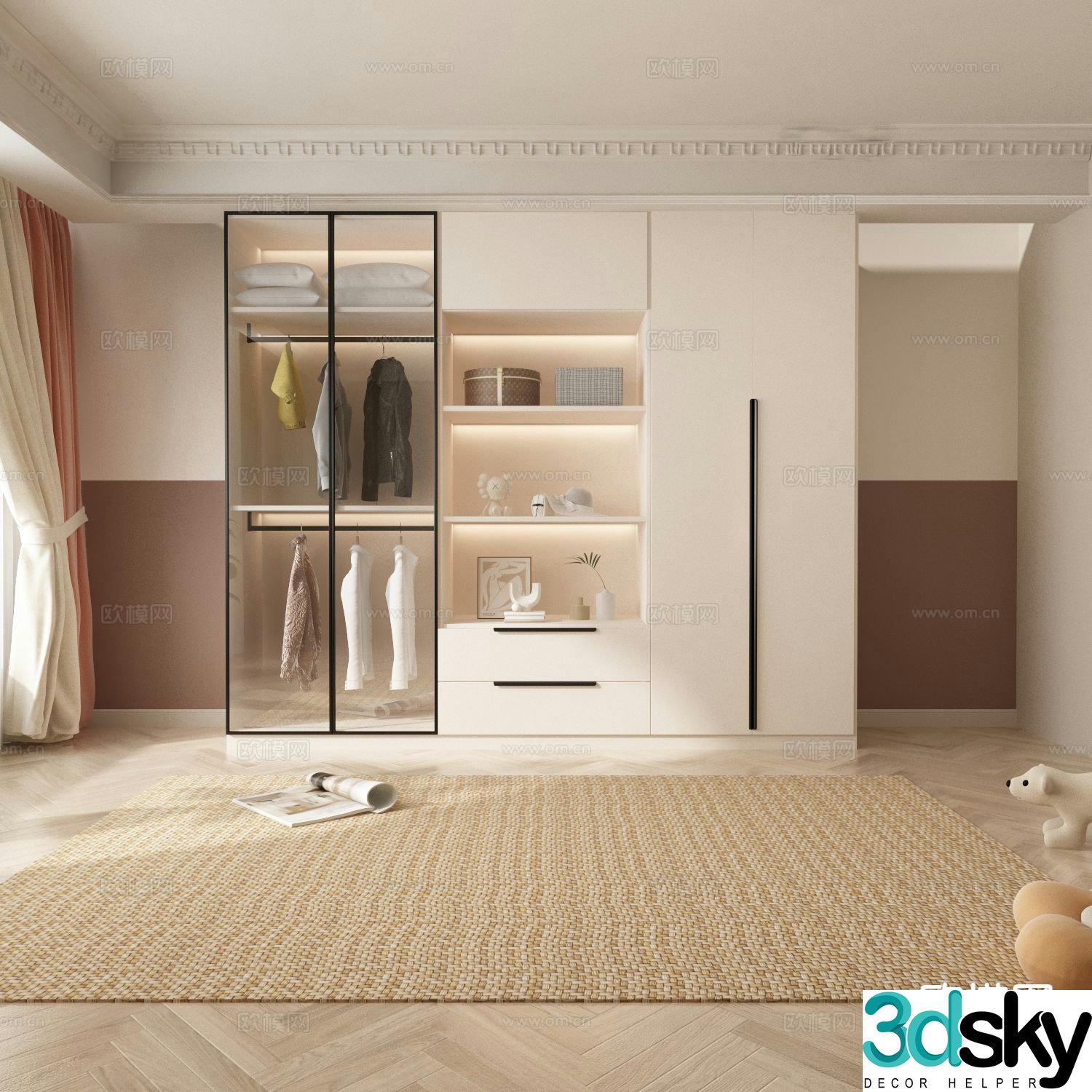 Cream style wardrobe 3d model