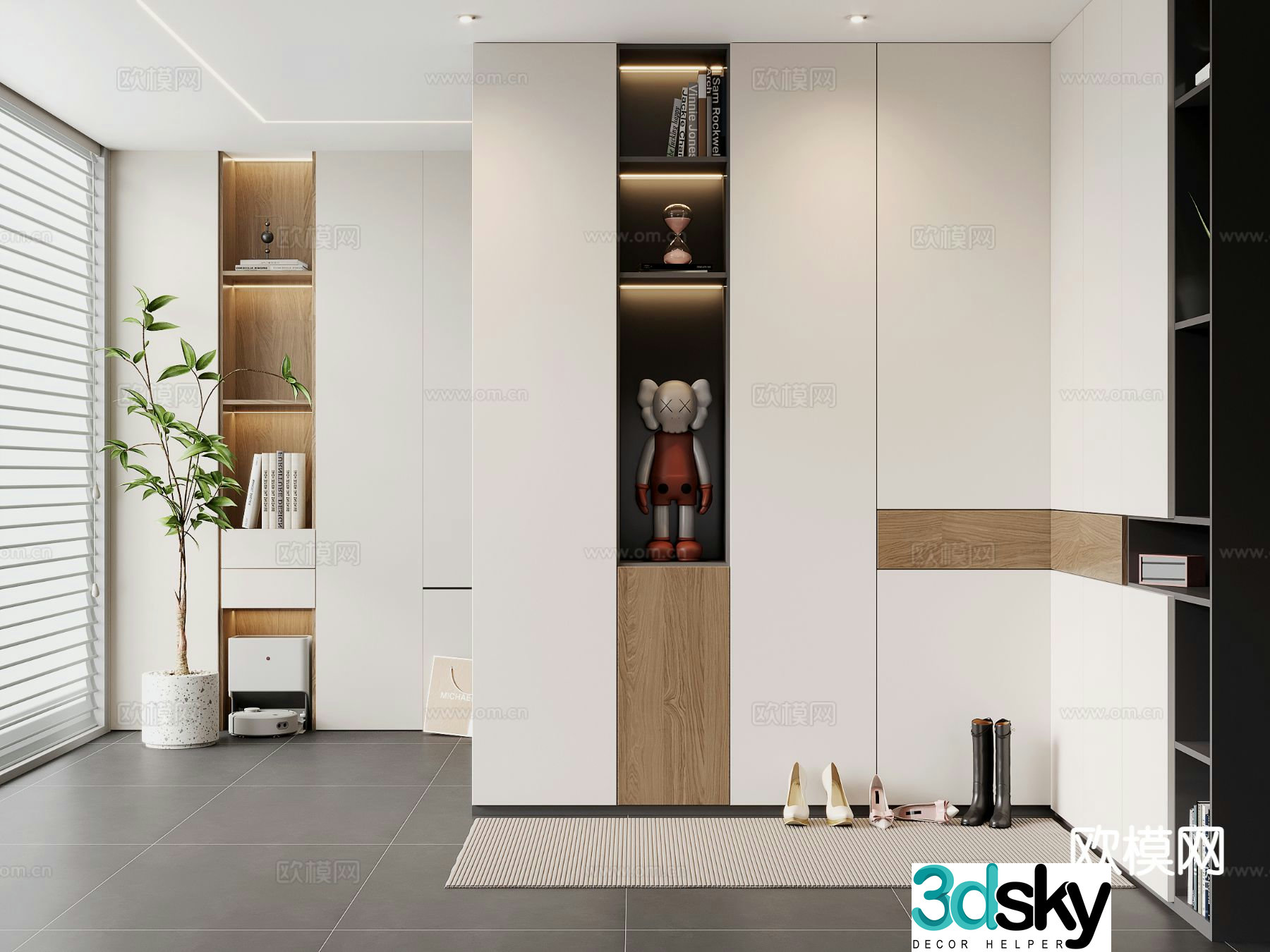 Modern entrance shoe cabinet 3d model