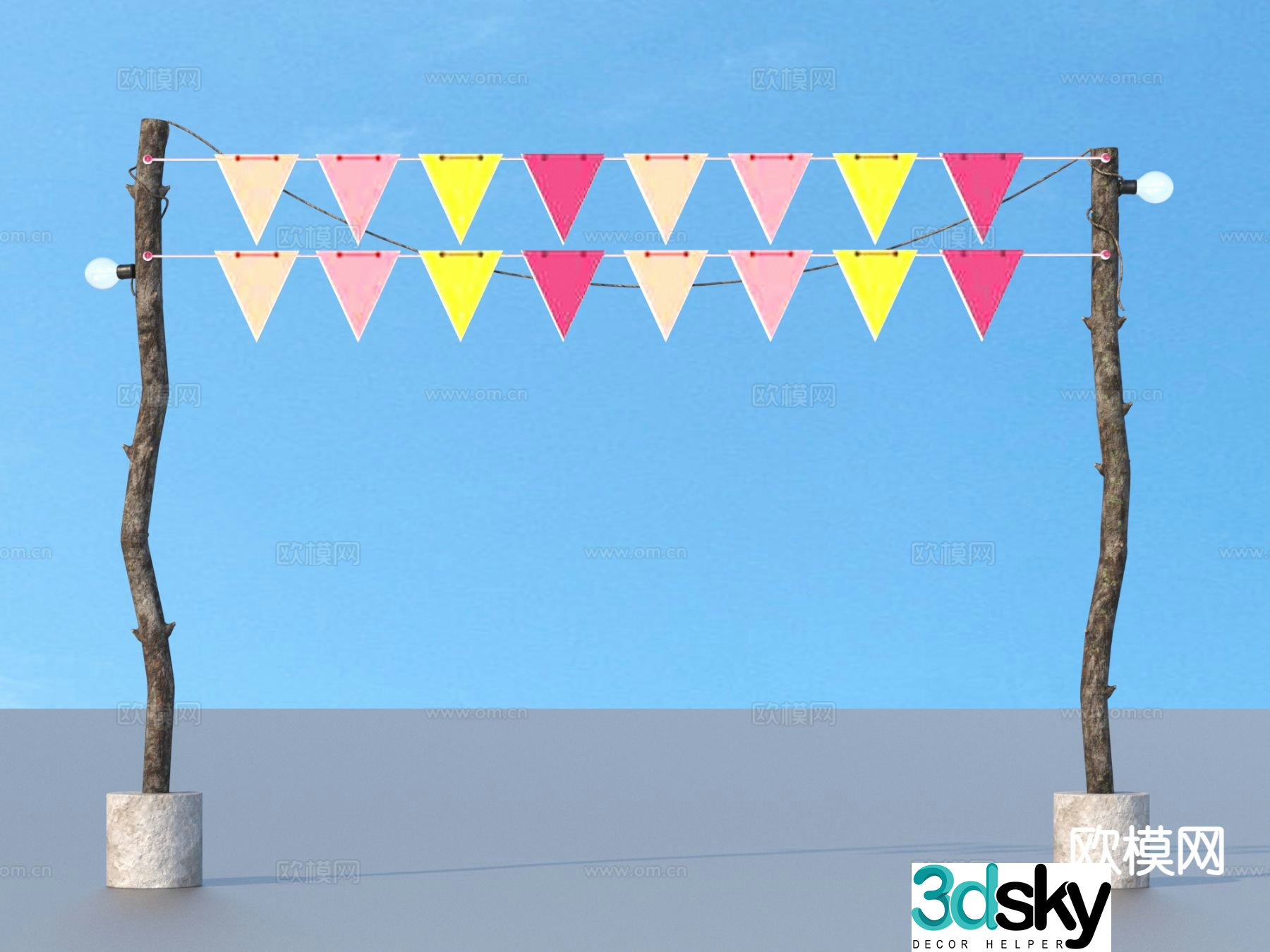 Hanging flag colorful flag decorative flag 3d model