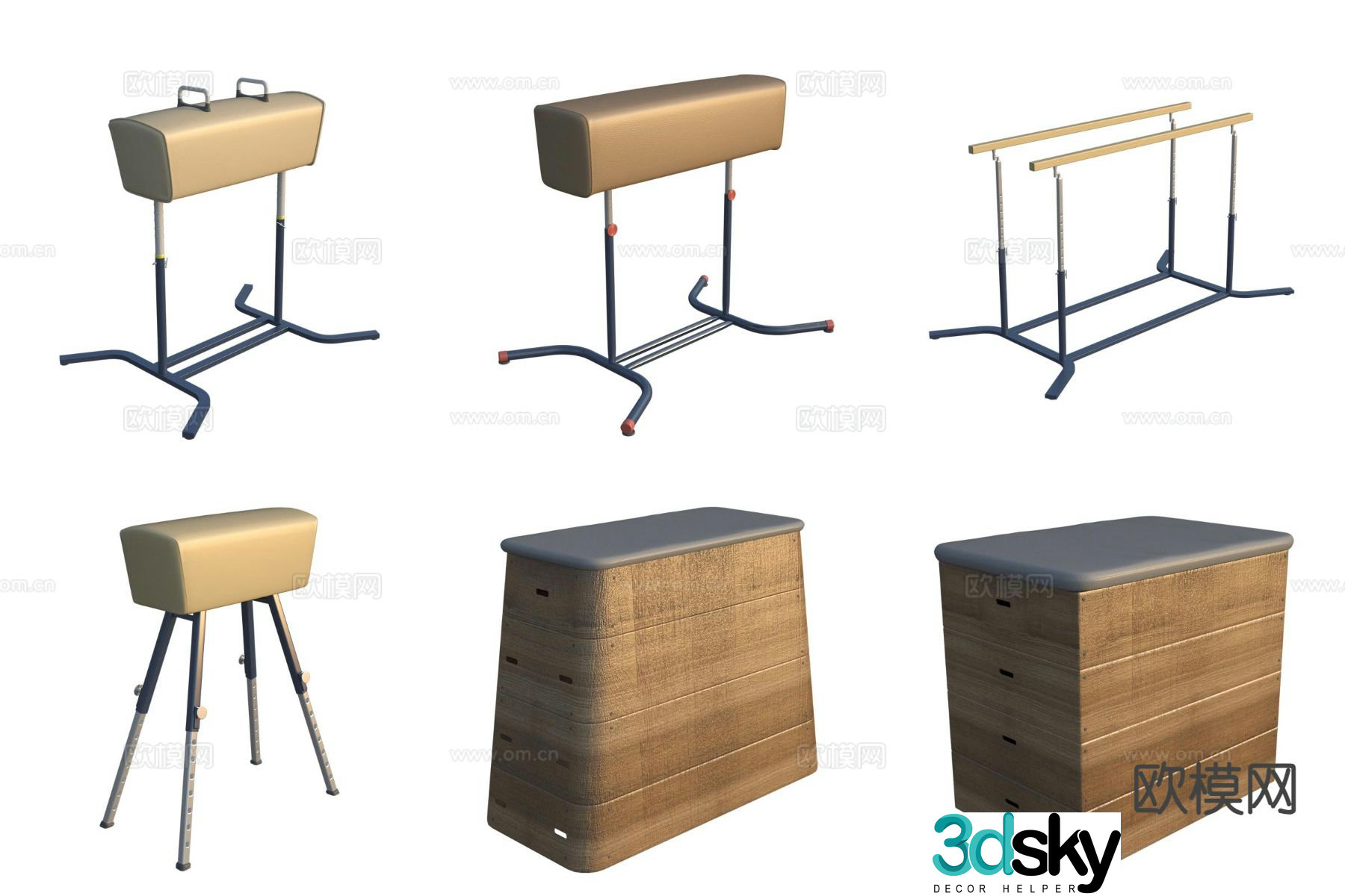 Sports equipment pommel horse parallel bars vault sports 3d model