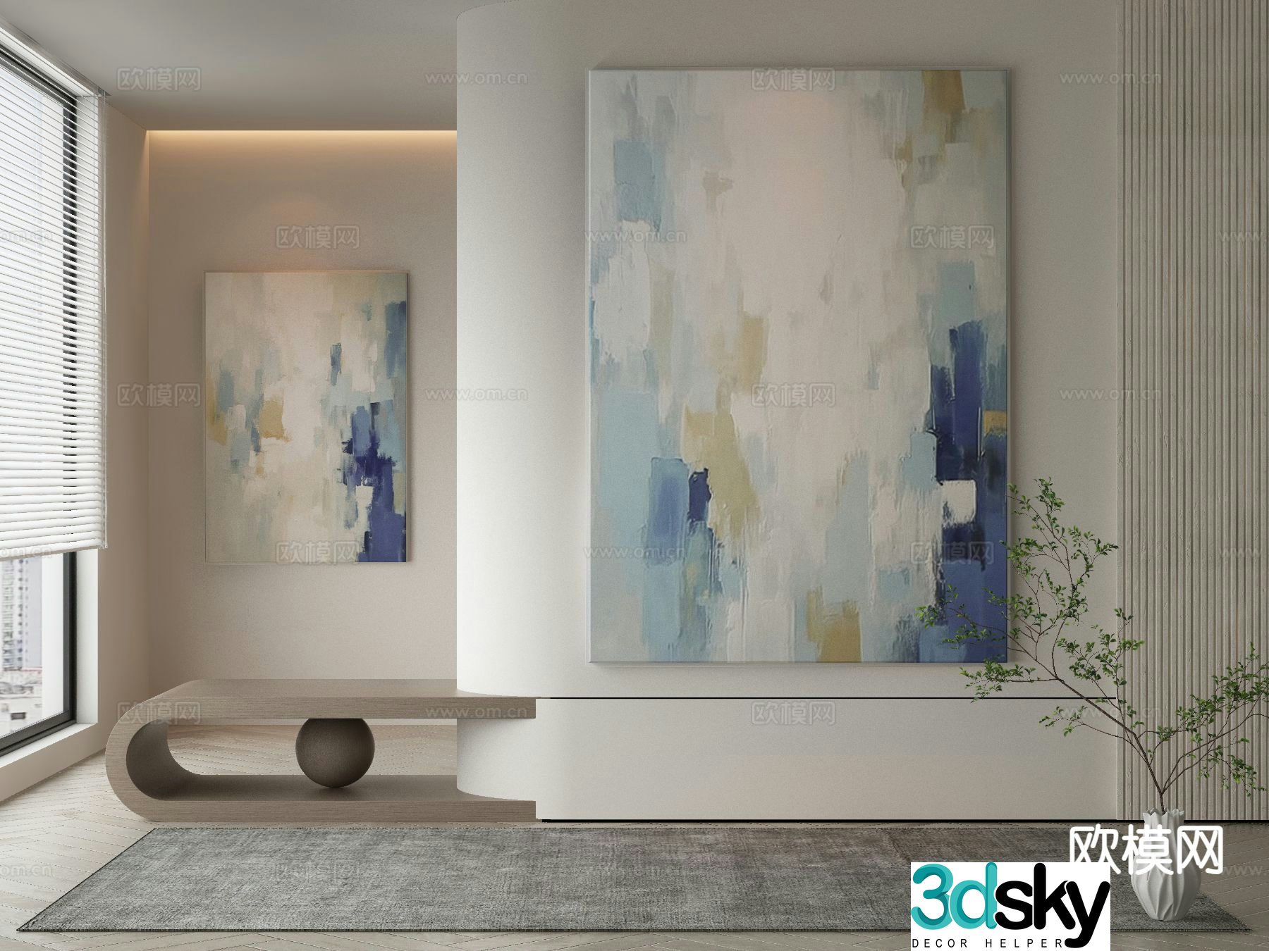 Modern art painting texture painting decorative painting 3d model