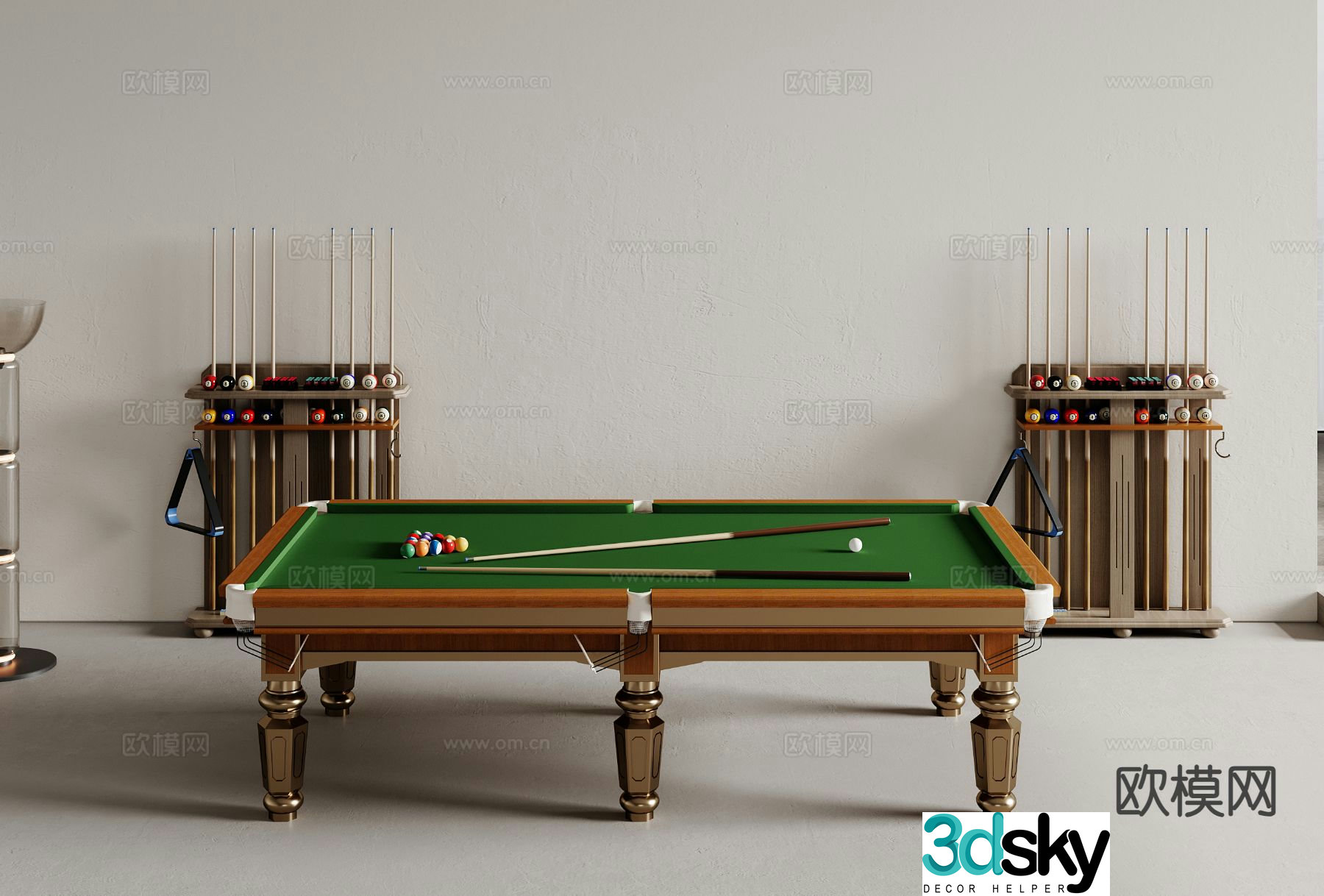 Pool table pool cue 3d model