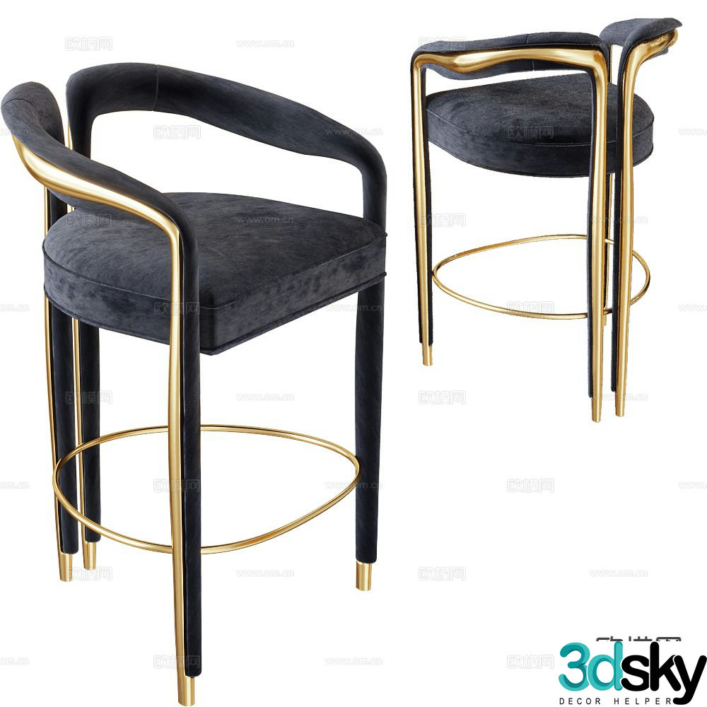 Salto bar stool bar stool high stool 3d model