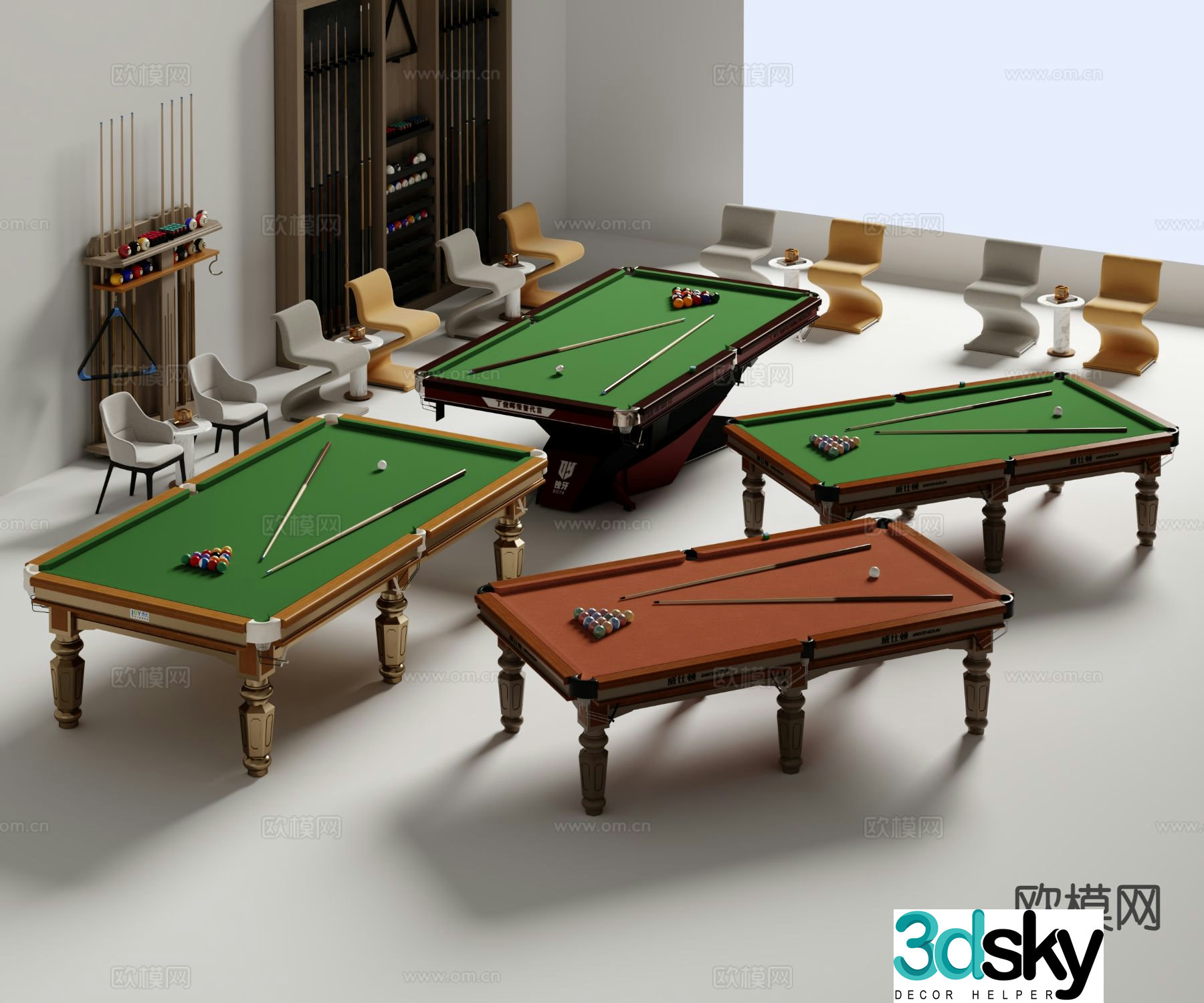 Pool table pool cue 3d model