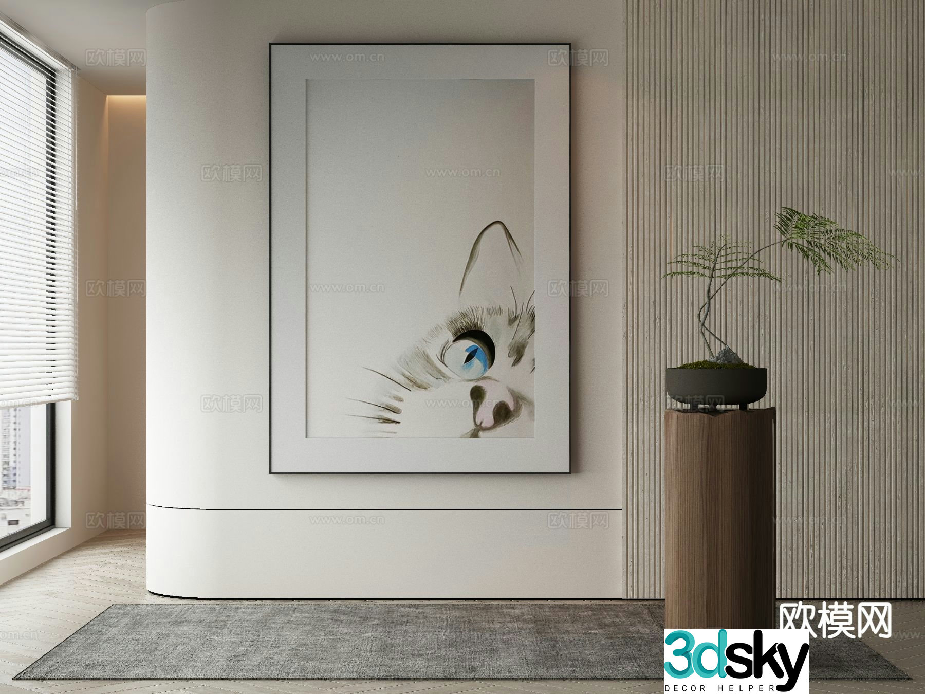 Modern cat painting art painting decorative painting 3d model