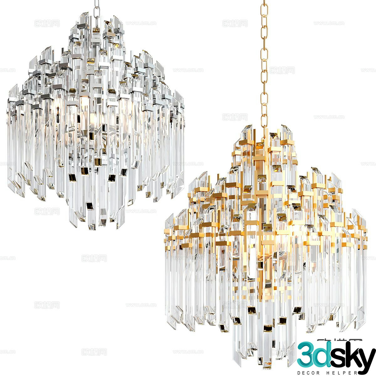 Light luxury crystal chandelier 3d model