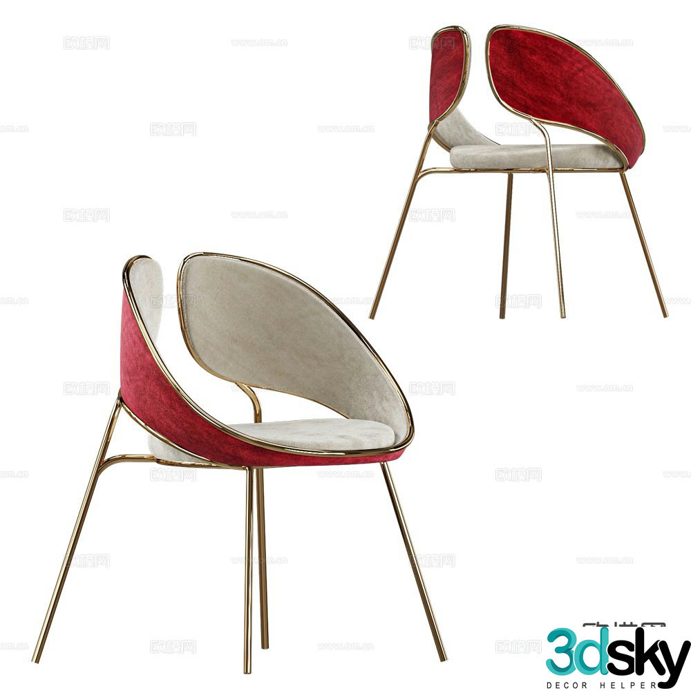 ALMA French chair dining chair 3d model