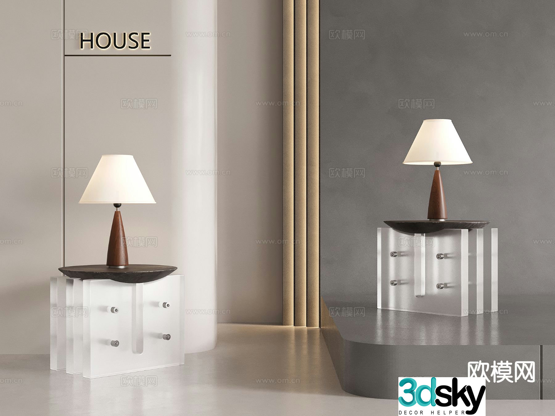 Medieval corner table acrylic side table table table 3D model