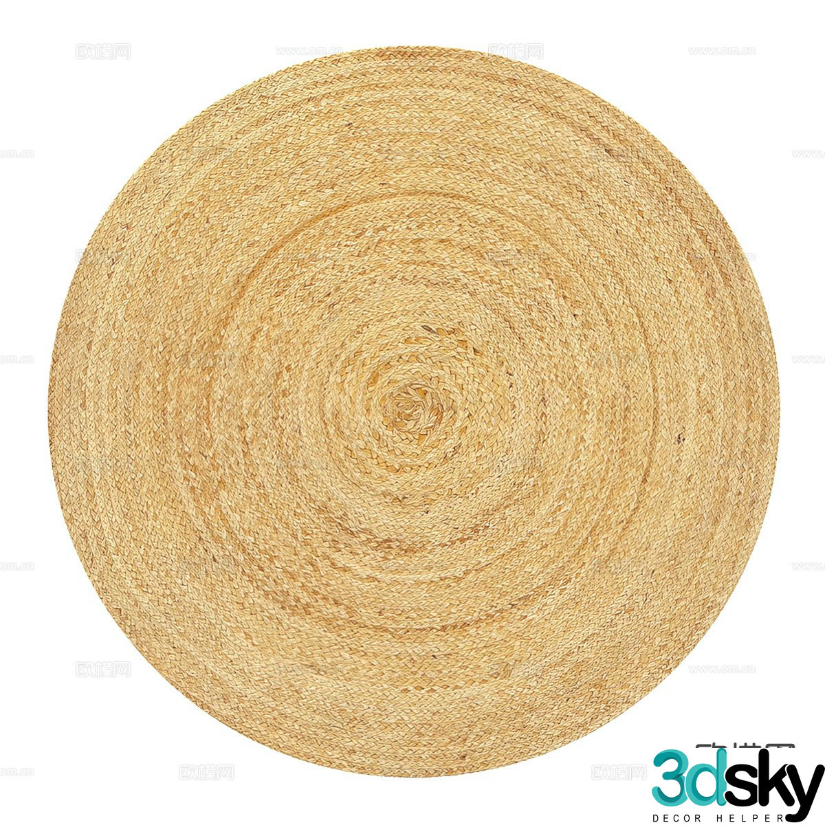 Nordic round rug sisal rug 3d model
